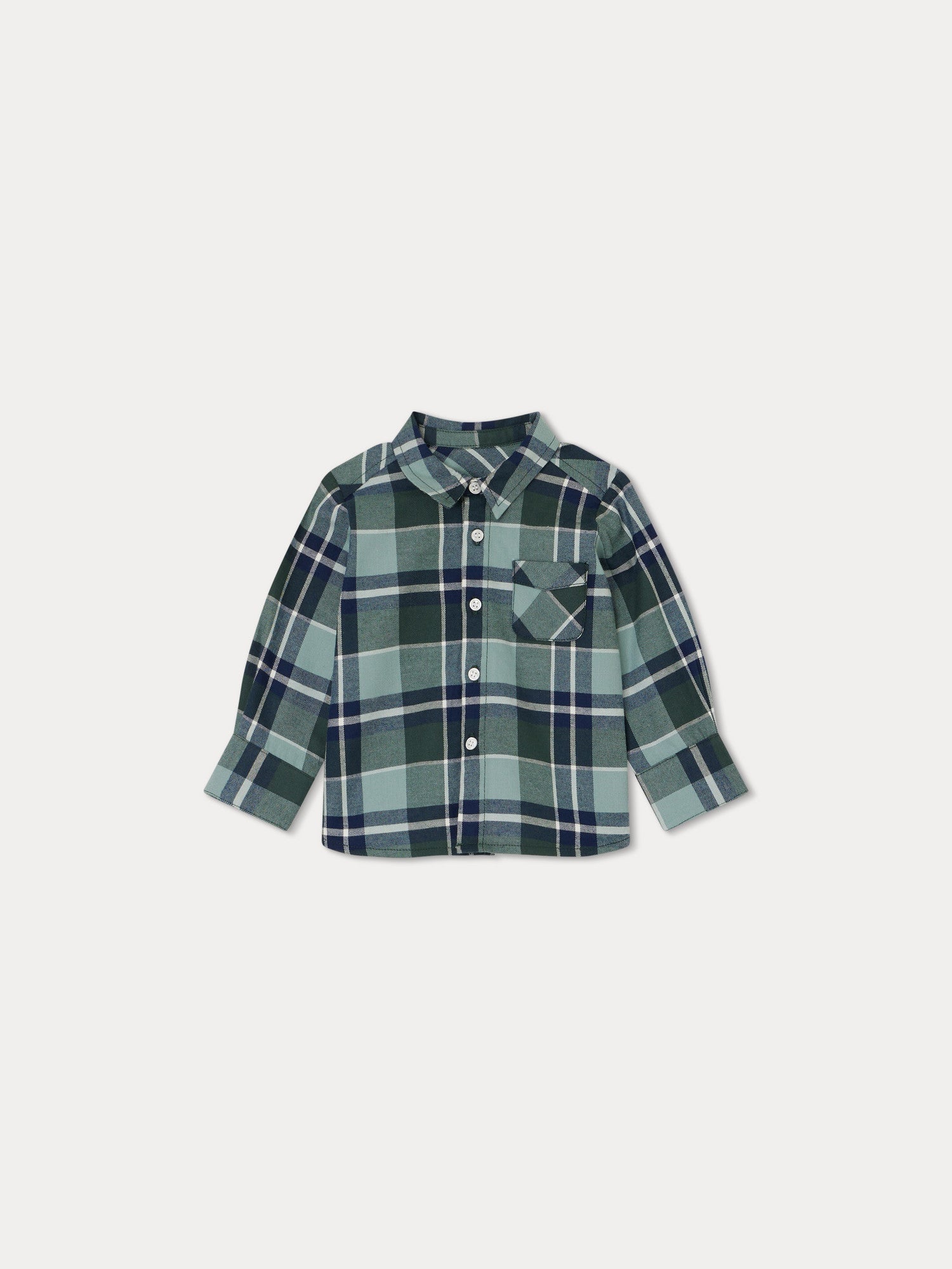 Baby Boys Green Check Cotton Shirt