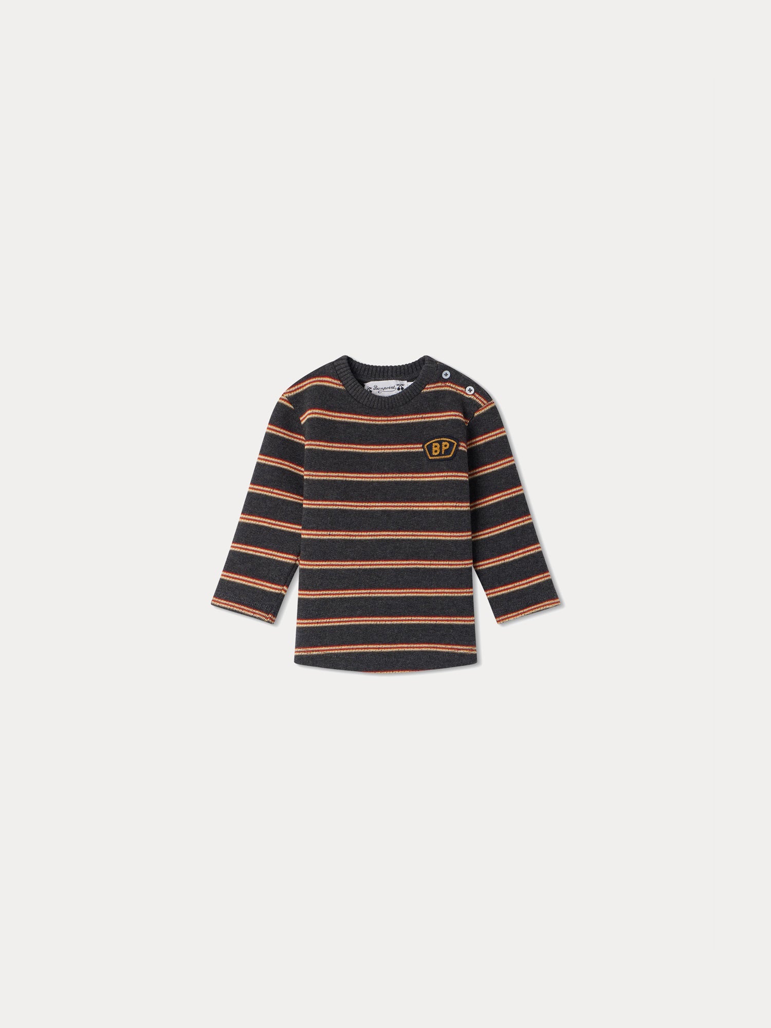 Baby Boys Grey Stripes Cotton Sweatshirt