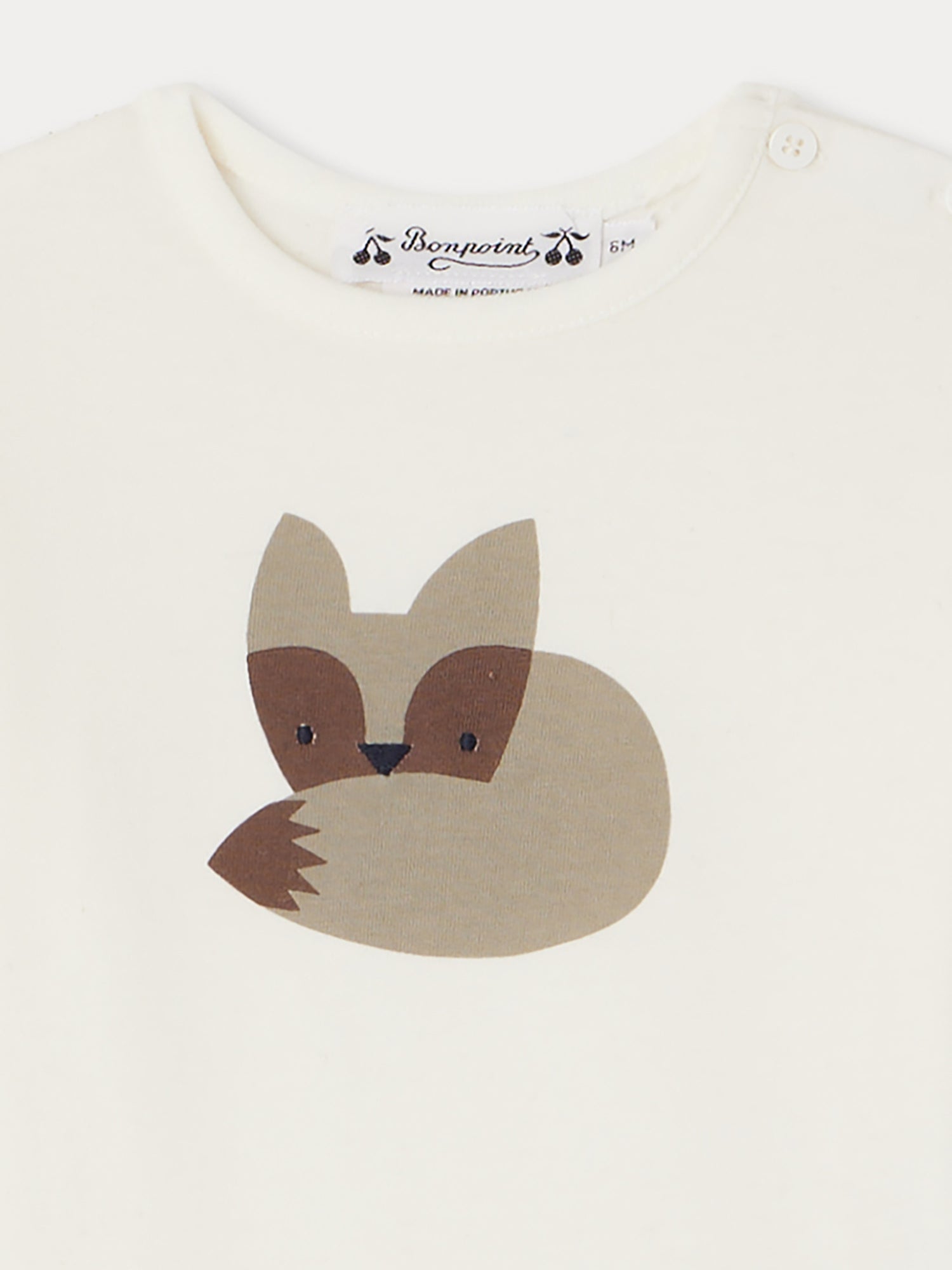 Baby Boys White Fox Printed Cotton T-Shirt