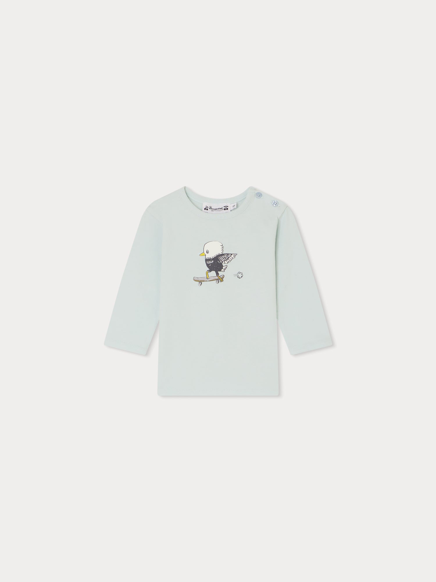 Baby Boys Sky Blue Printed Cotton T-Shirt