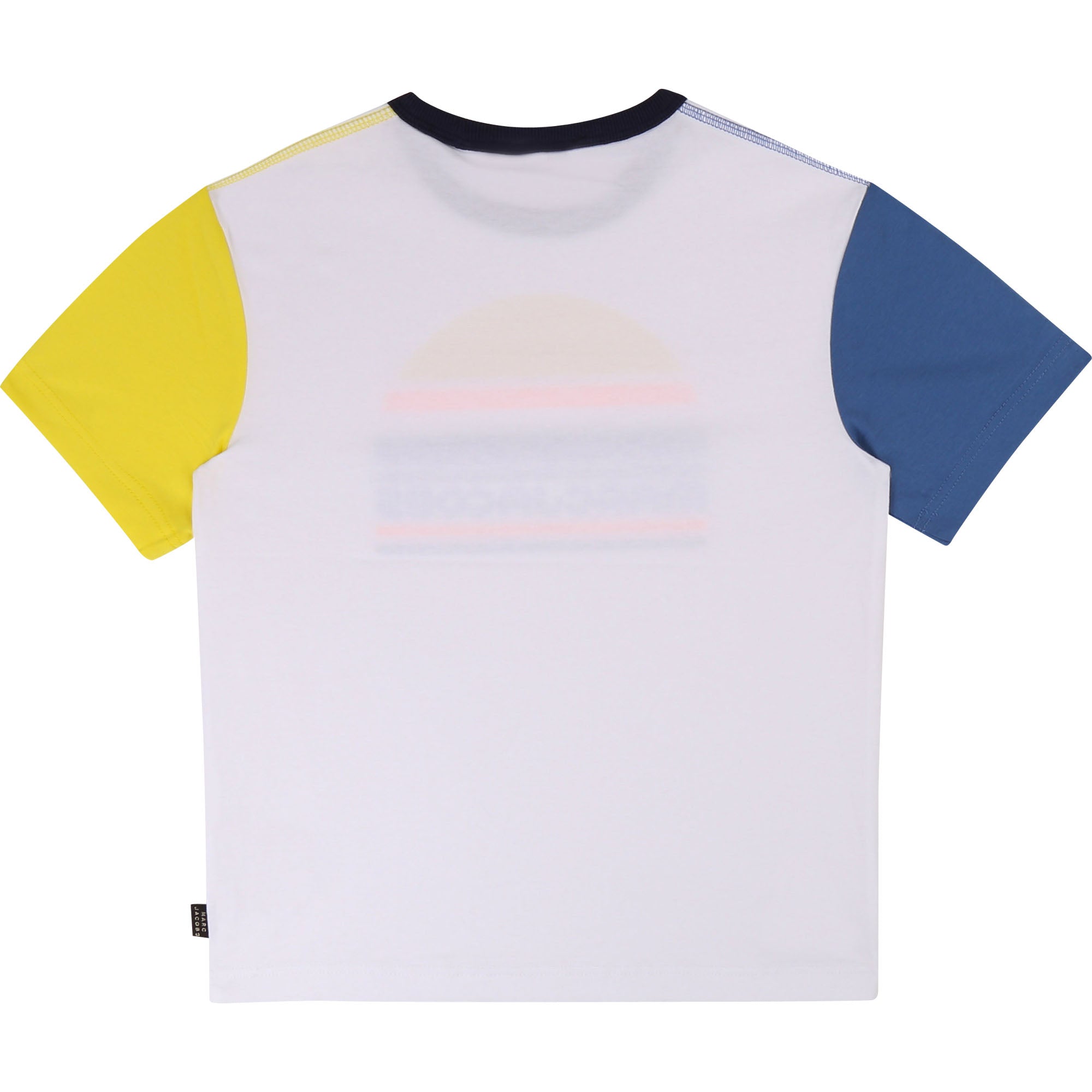 Boys White & Yellow Cotton T-shirt