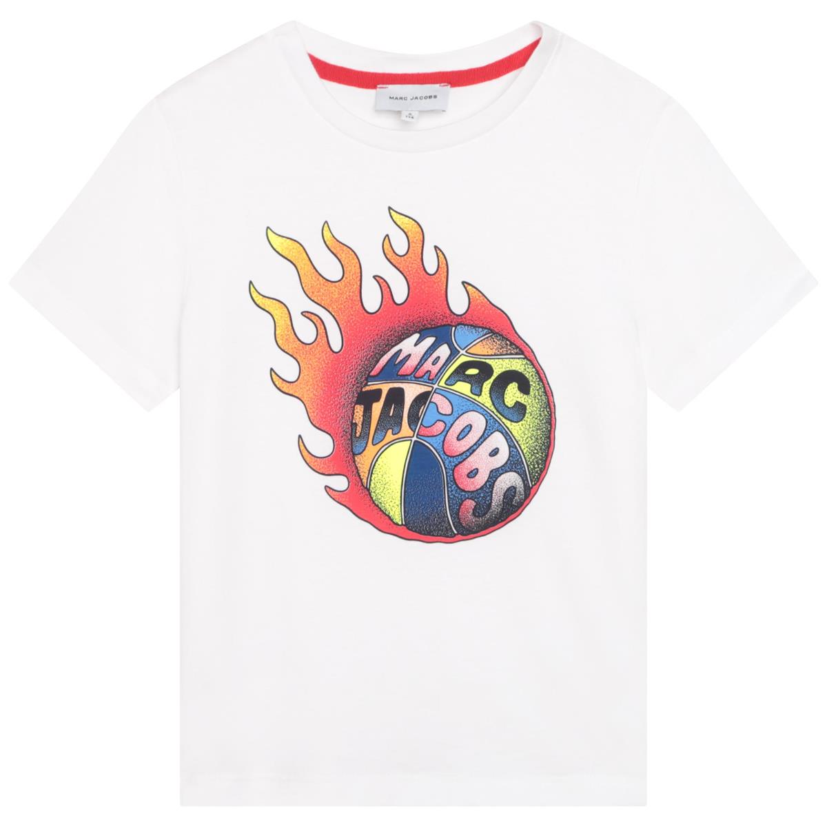 Boys White Printed T-Shirt