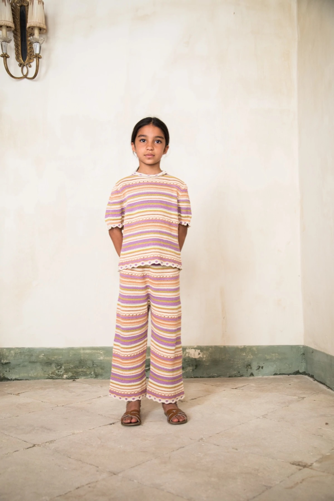 Girl Multicolor Knit Cotton T-Shirts