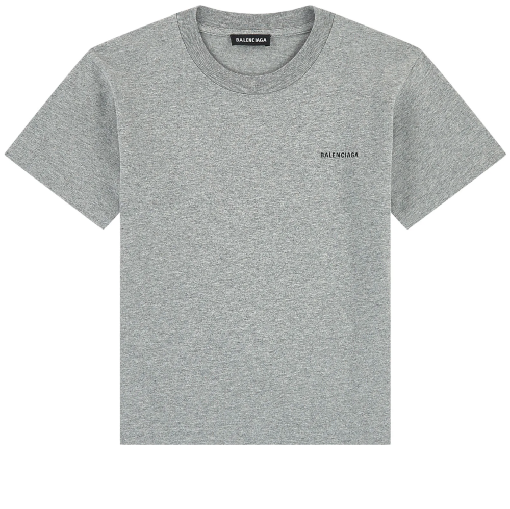Boys Heather Grey Logo Cotton T-Shirt