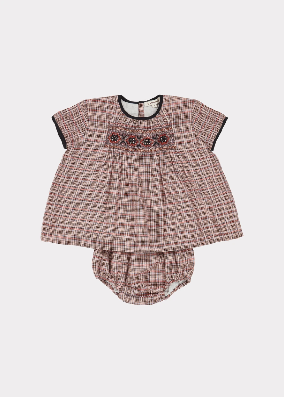 Ensemble tunique à carreaux rose pour bébés filles