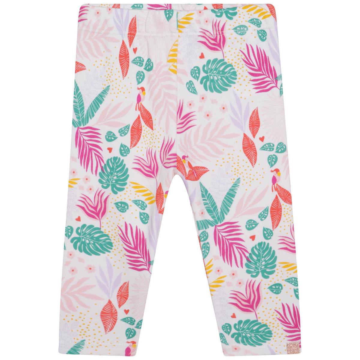 Girls White Flower Leggings