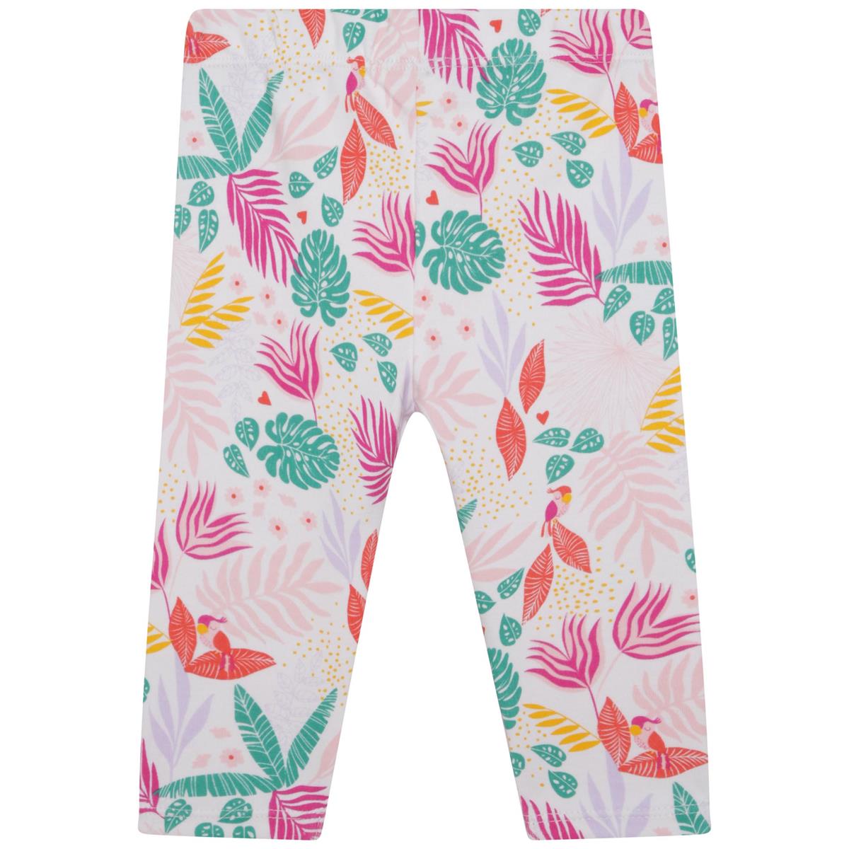 Girls White Flower Leggings