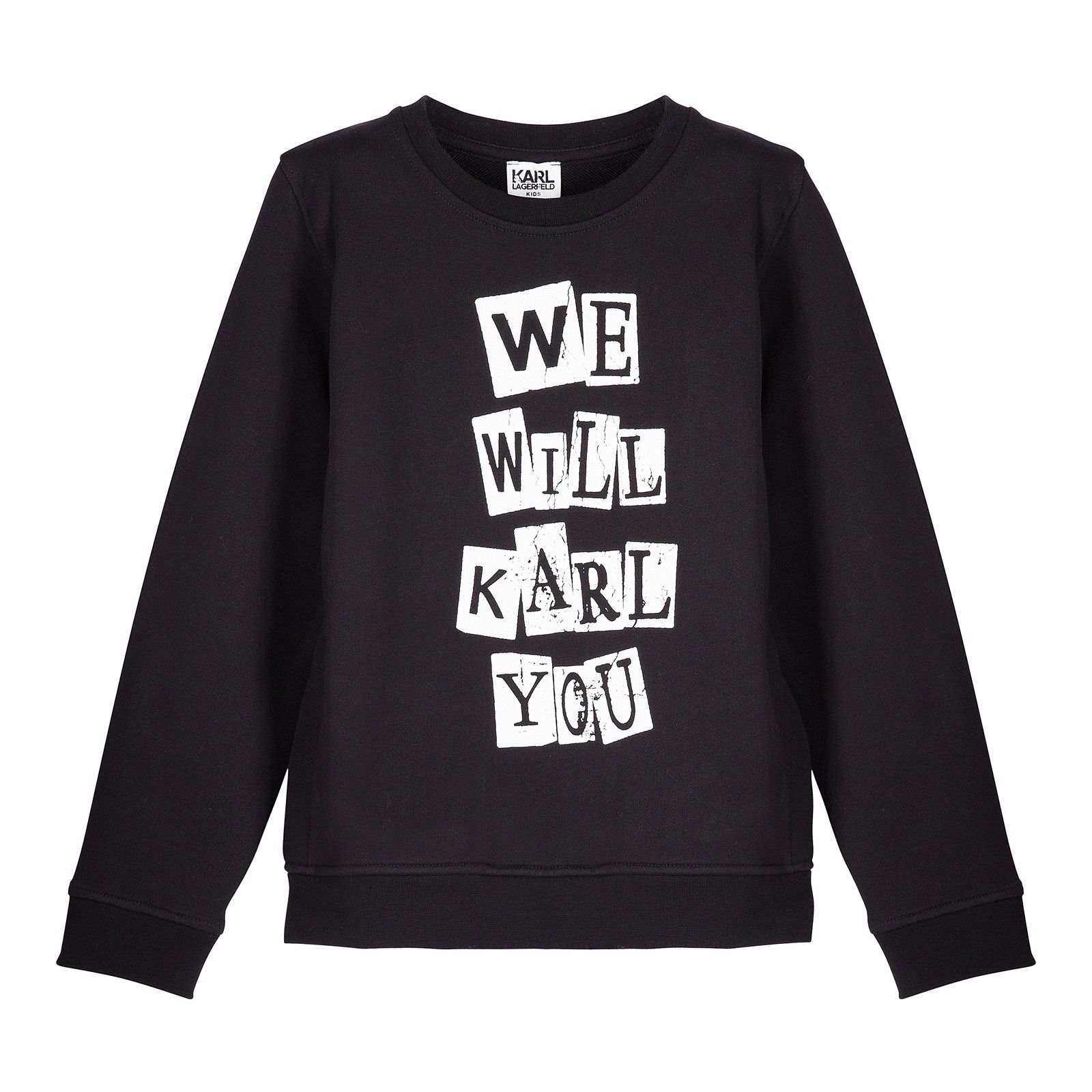 Boys Black Cotton Sweatshirt With 'We Will Karl You' Print - CÉMAROSE | Children's Fashion Store