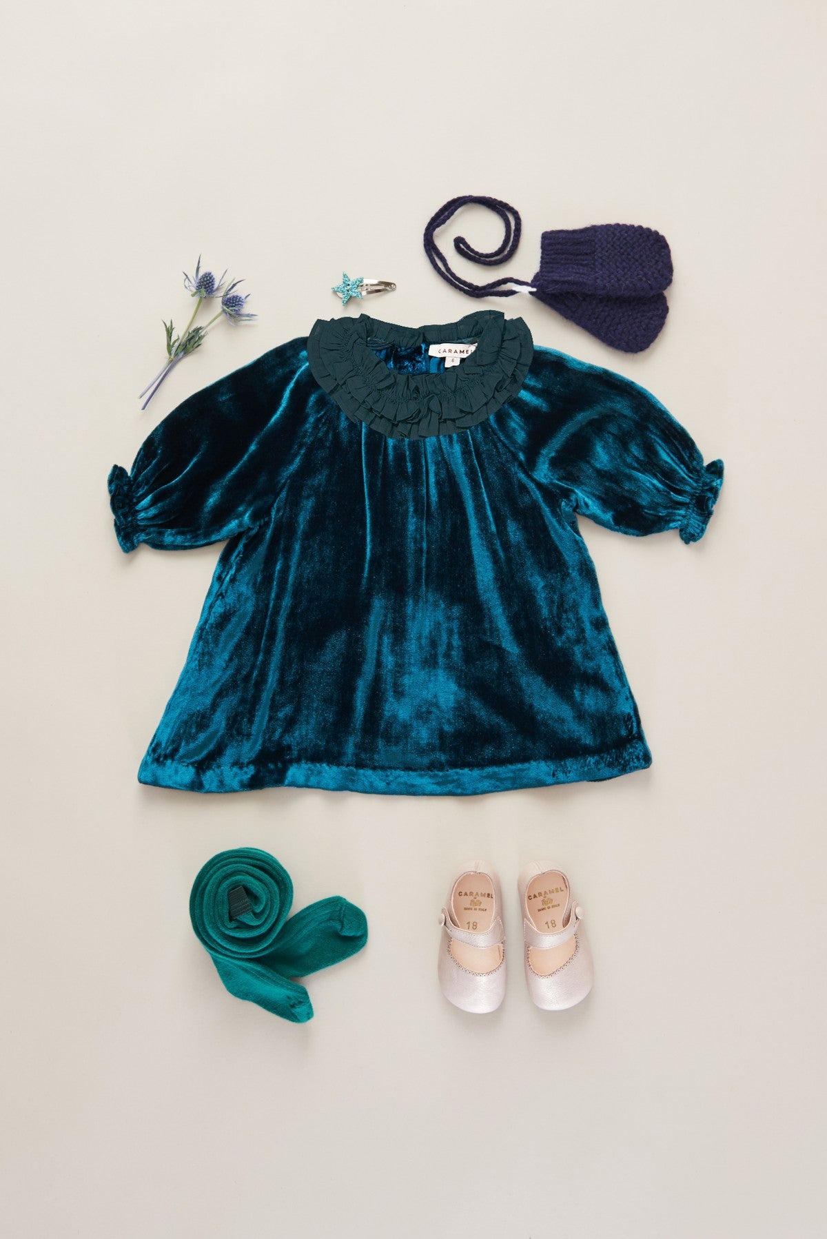 Baby  Girls  Deep  Teal  Velvet  Dress