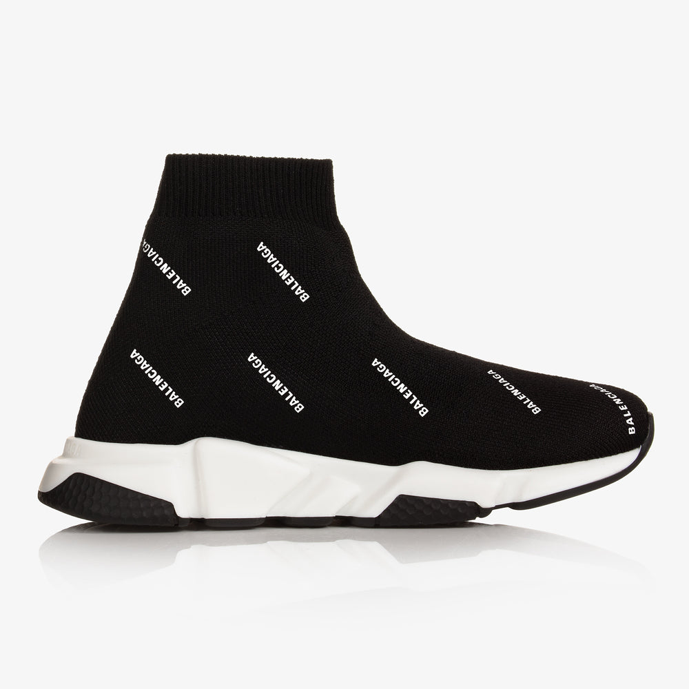 Boys & Girls Black Logo Shoes