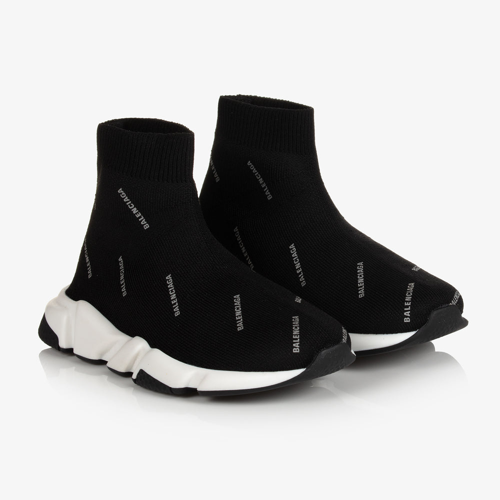 Boys & Girls Black Logo Shoes