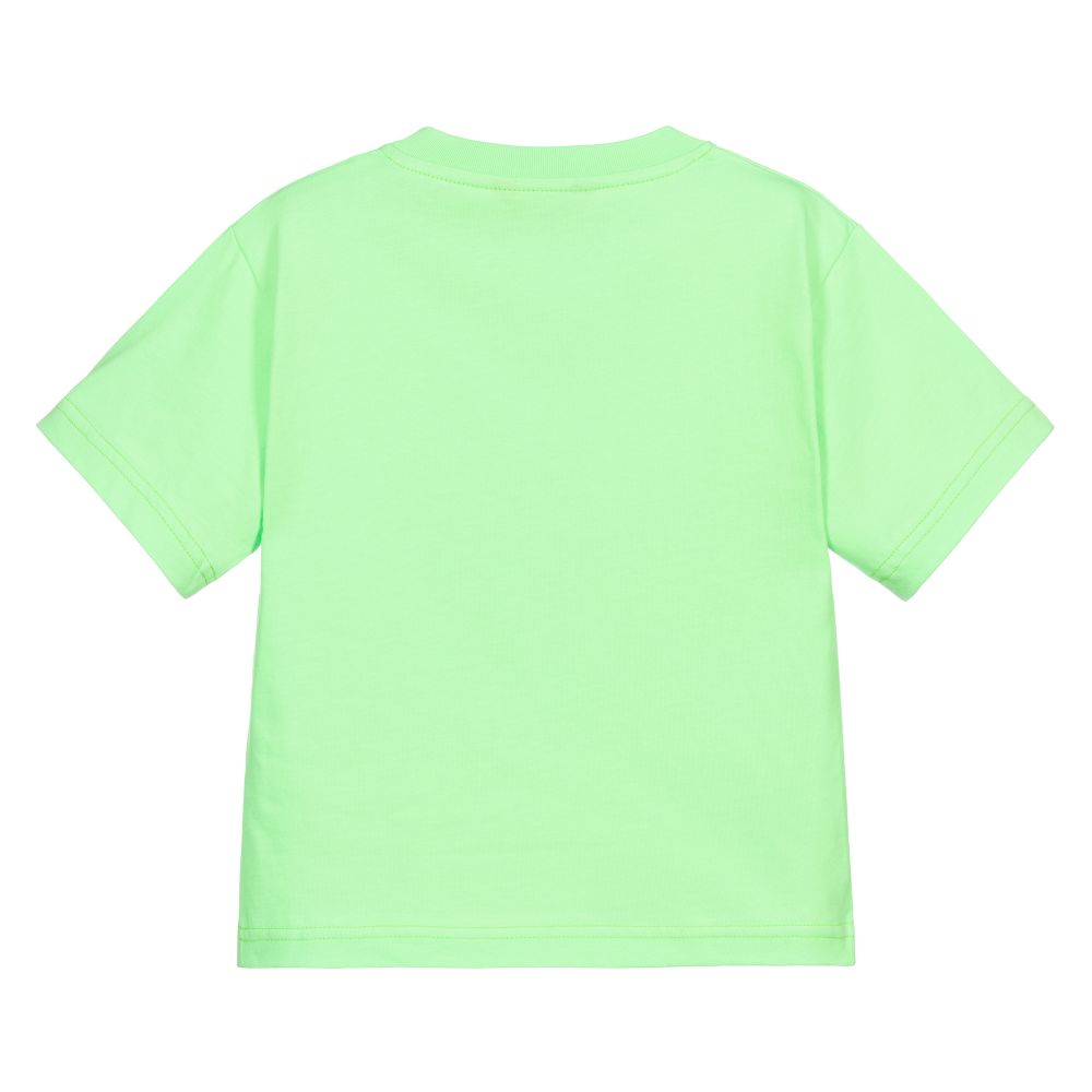 Boys & Girls Fluo Green Cotton T-Shirt