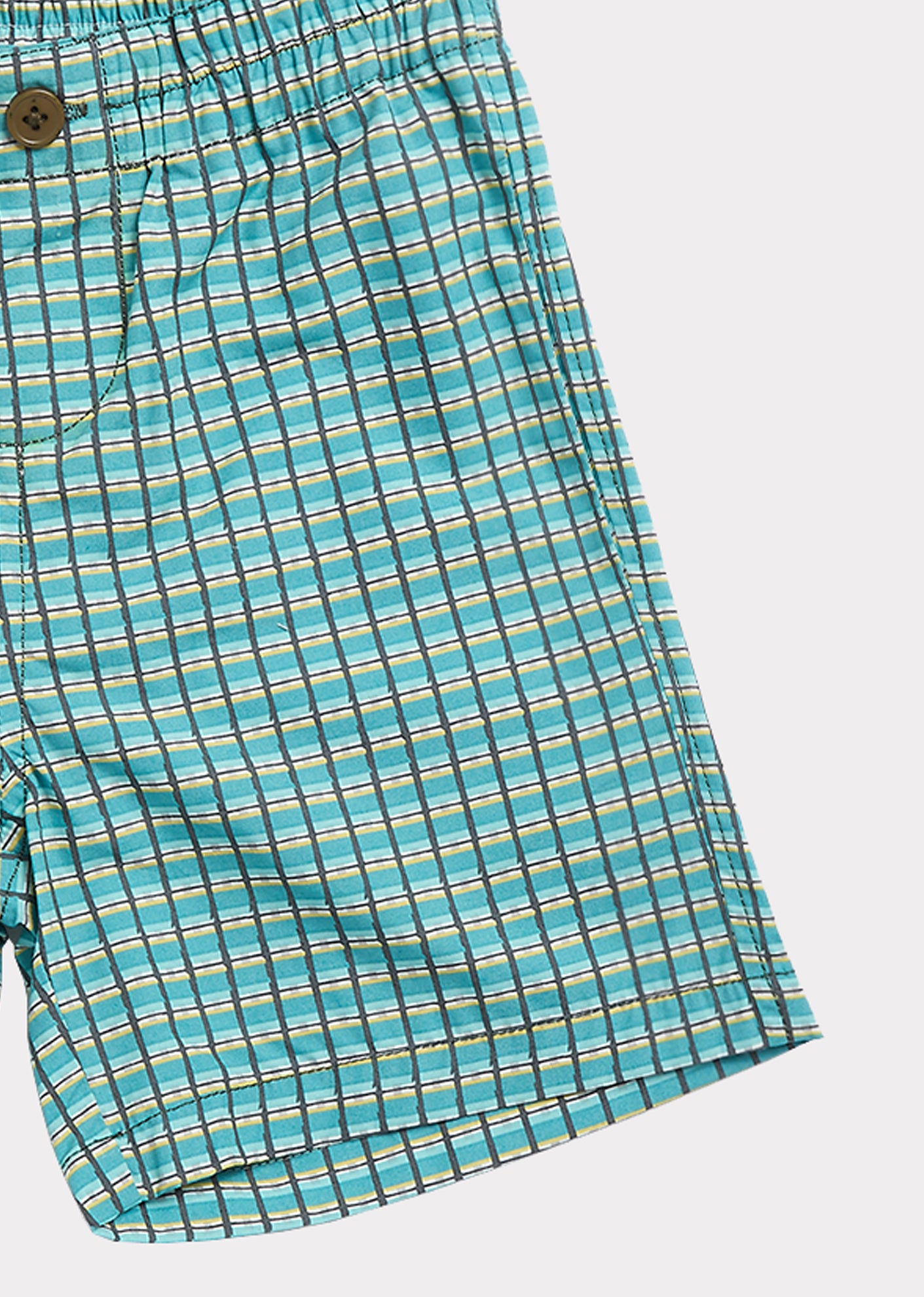 Boys & Girls Green Painted Check Shorts