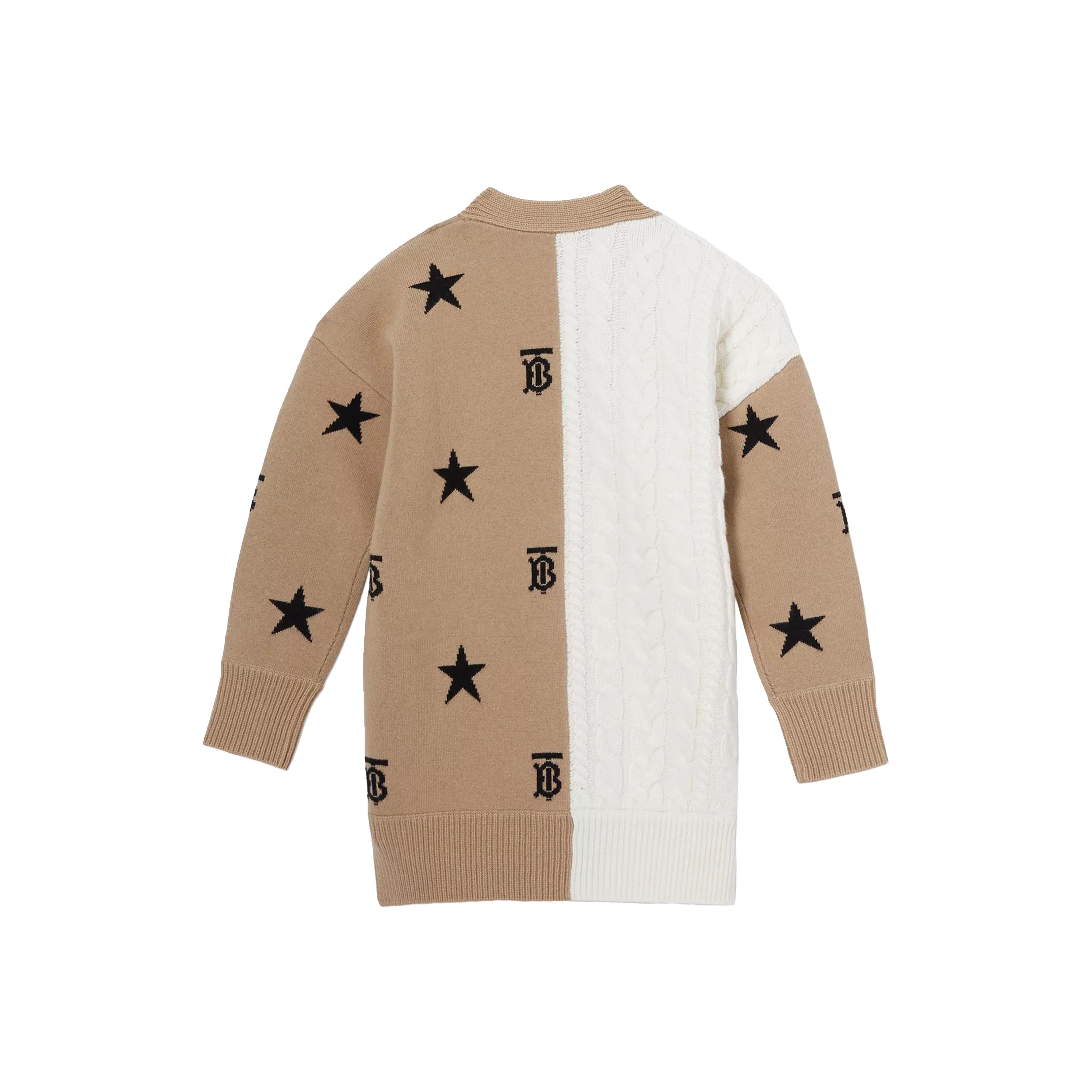 Gilet en laine beige et blanc étoilé pour fille