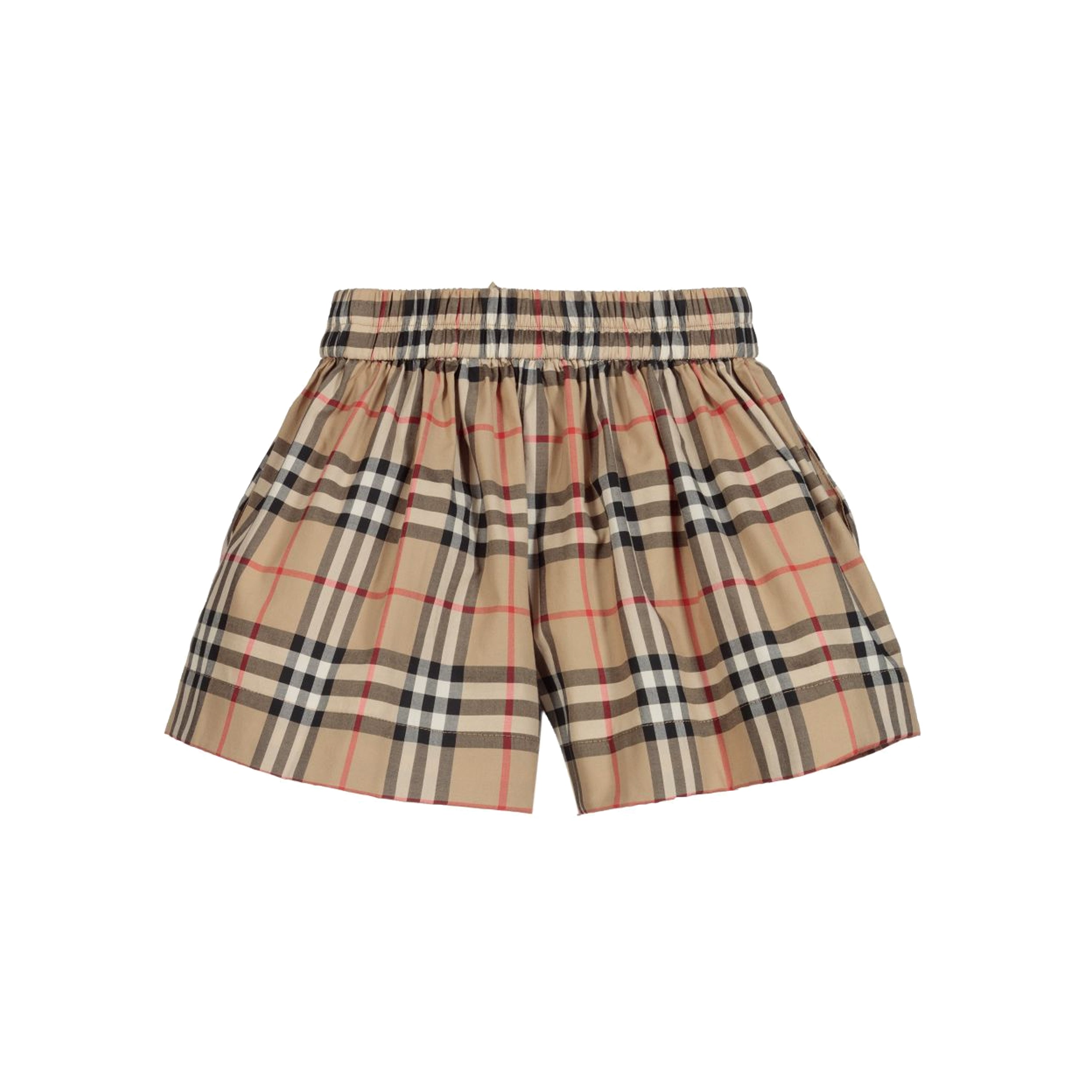 Short en coton à carreaux beige pour filles