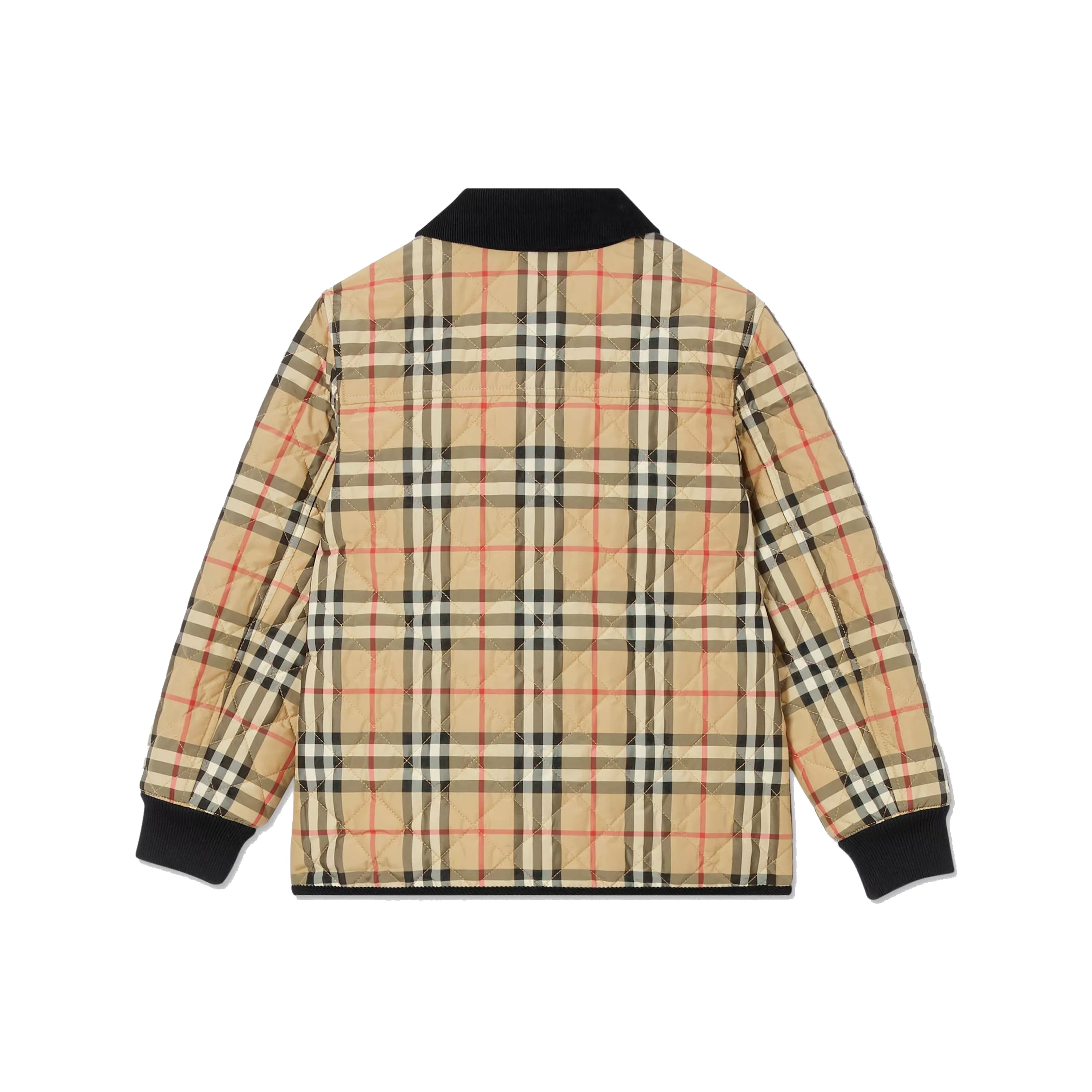 Boys Beige Corduroy Check Quilted Jacket