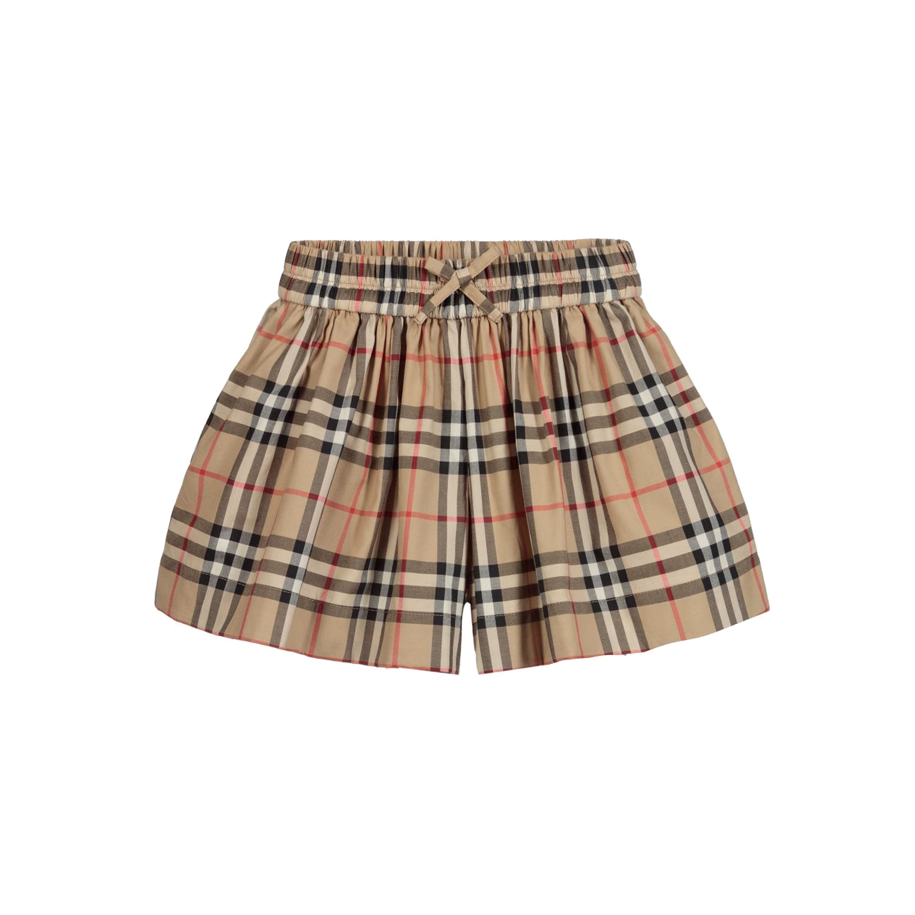 Short en coton à carreaux beige pour filles