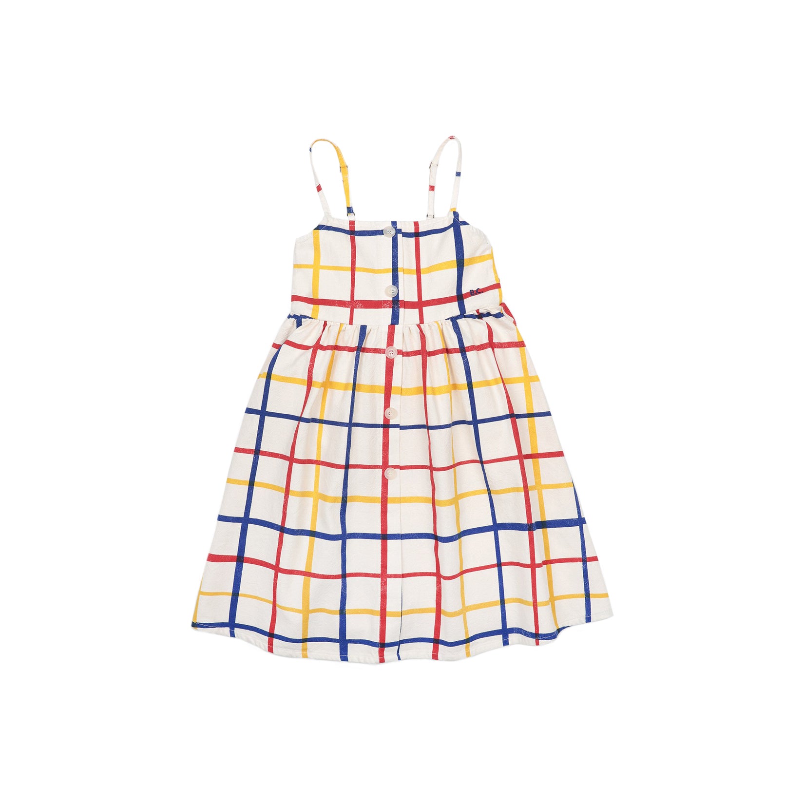 Robe en coton à carreaux crème pour fille