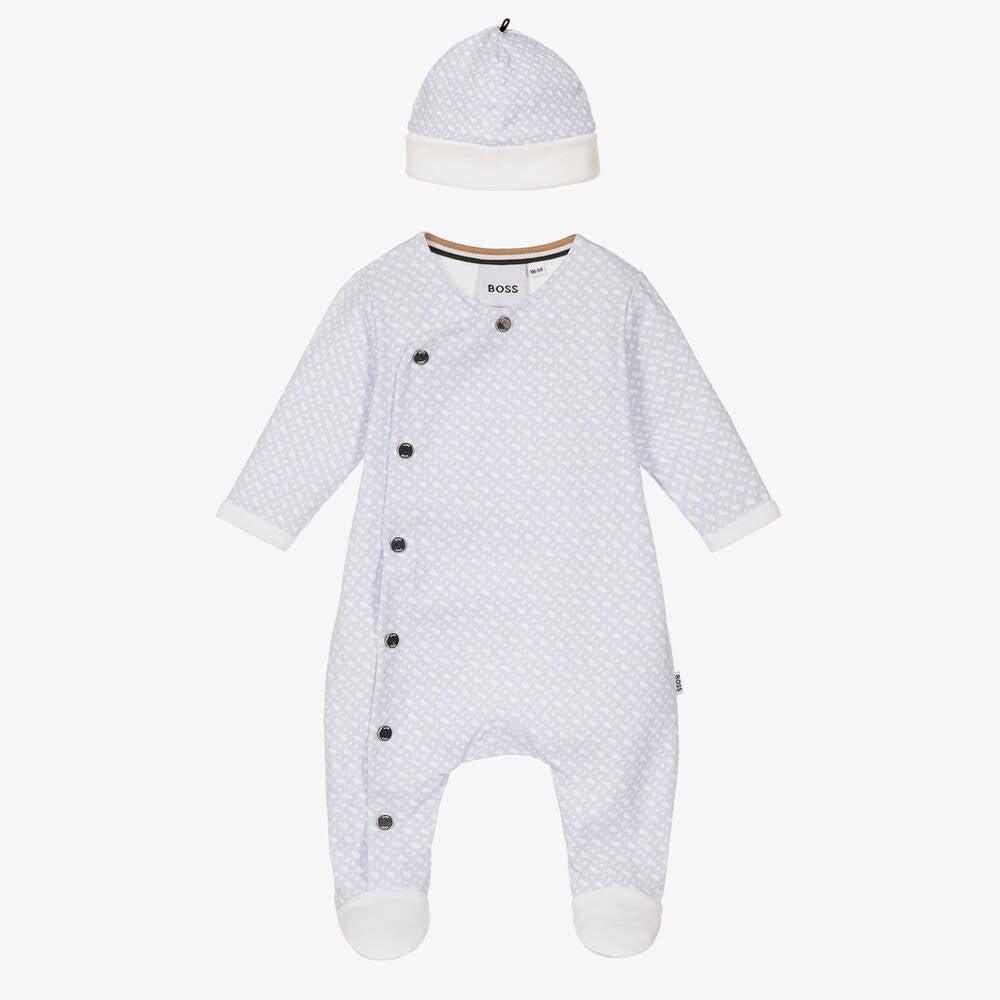 Baby Boys Blue Logo Babysuit Set