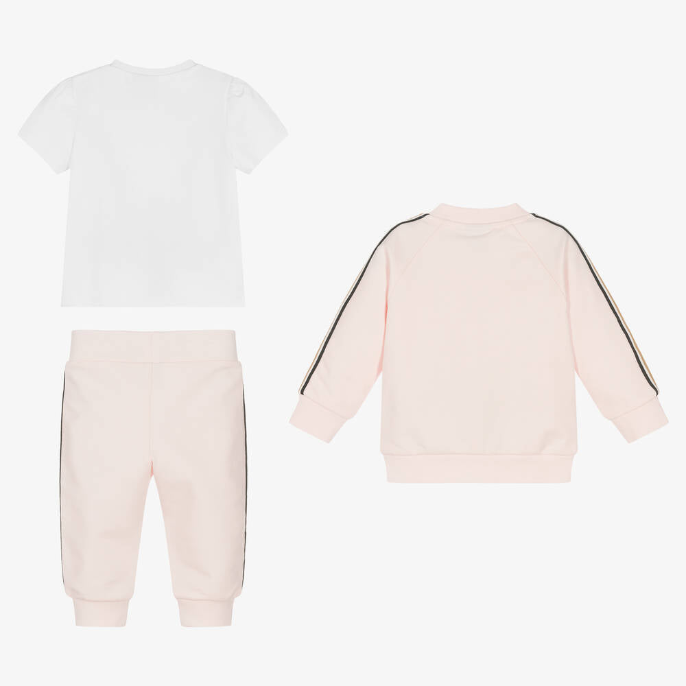 Baby Girls Pink Logo Cotton Set