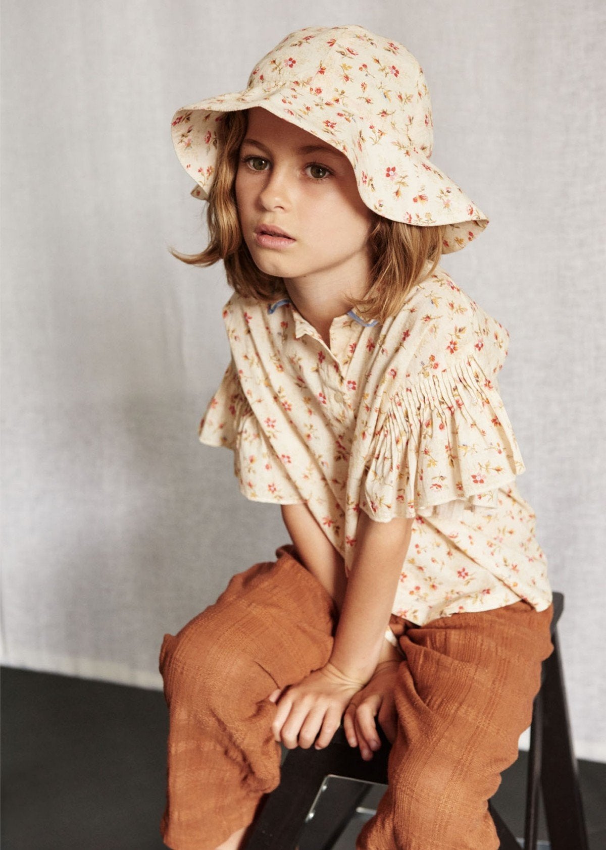 Girls Pink Cotton Woven Hat