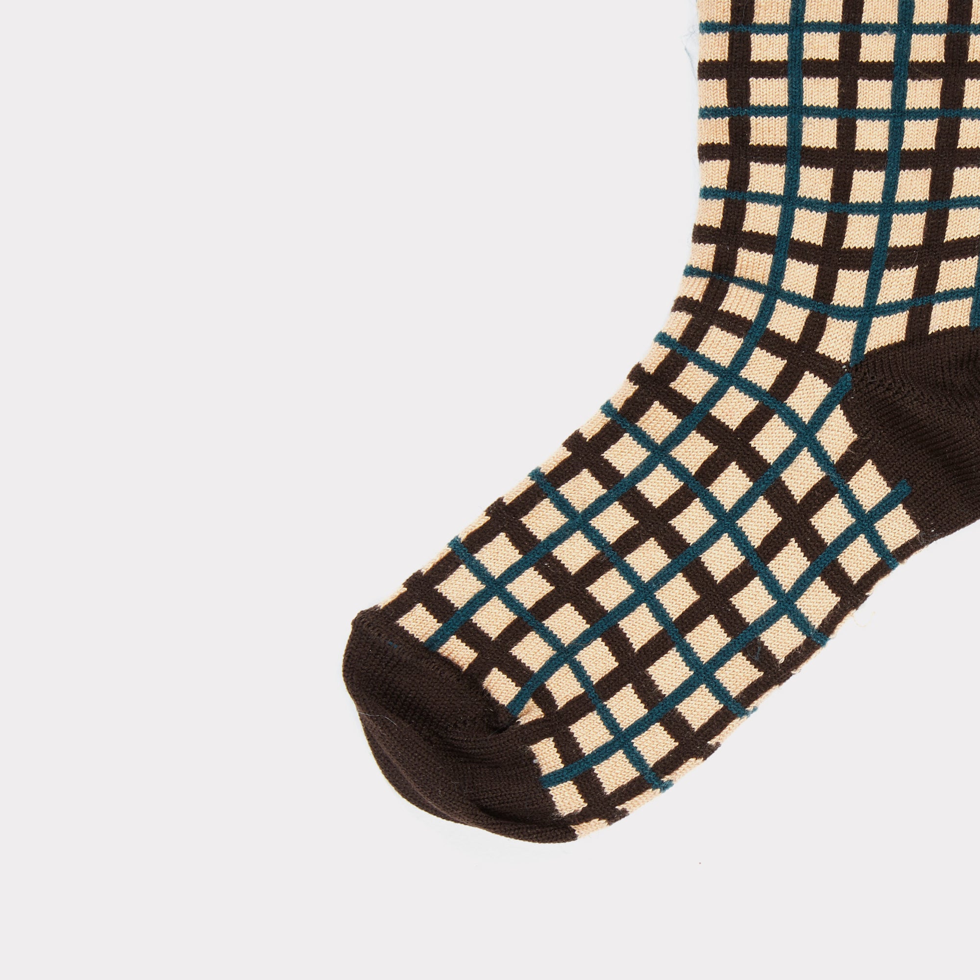 Girls Pink & Green Check Silk Socks