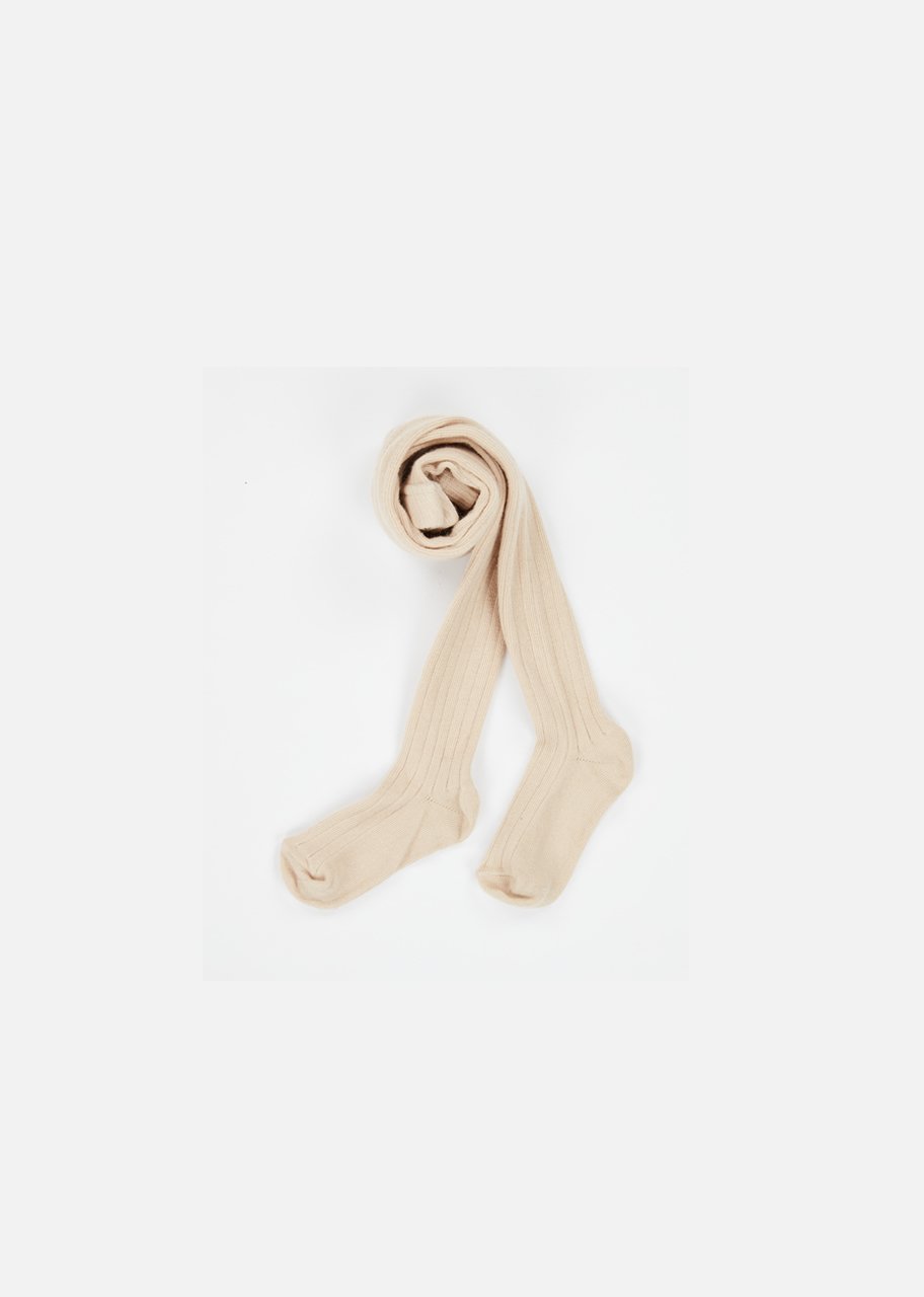 Collants côtelés écru fille