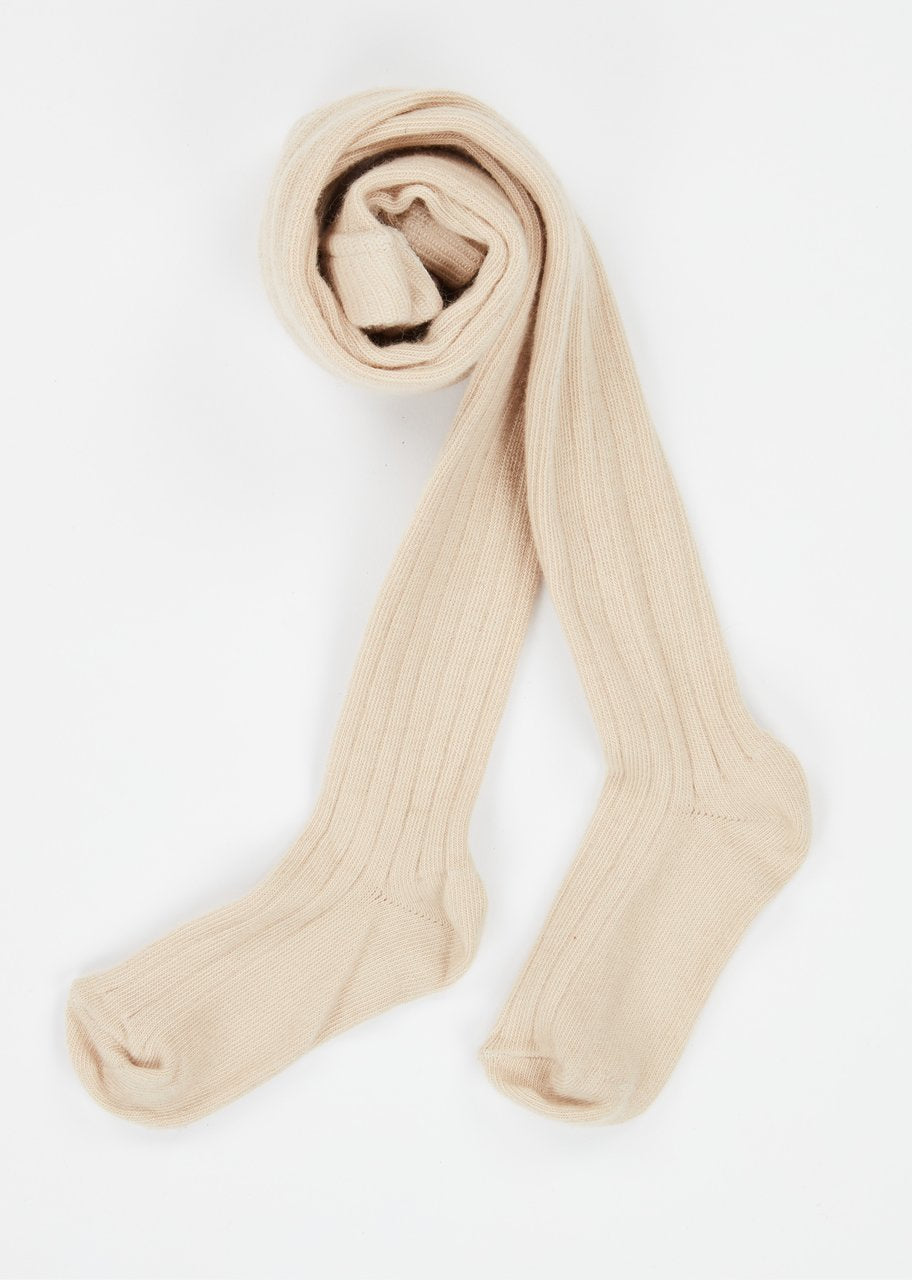 Collants côtelés écru fille