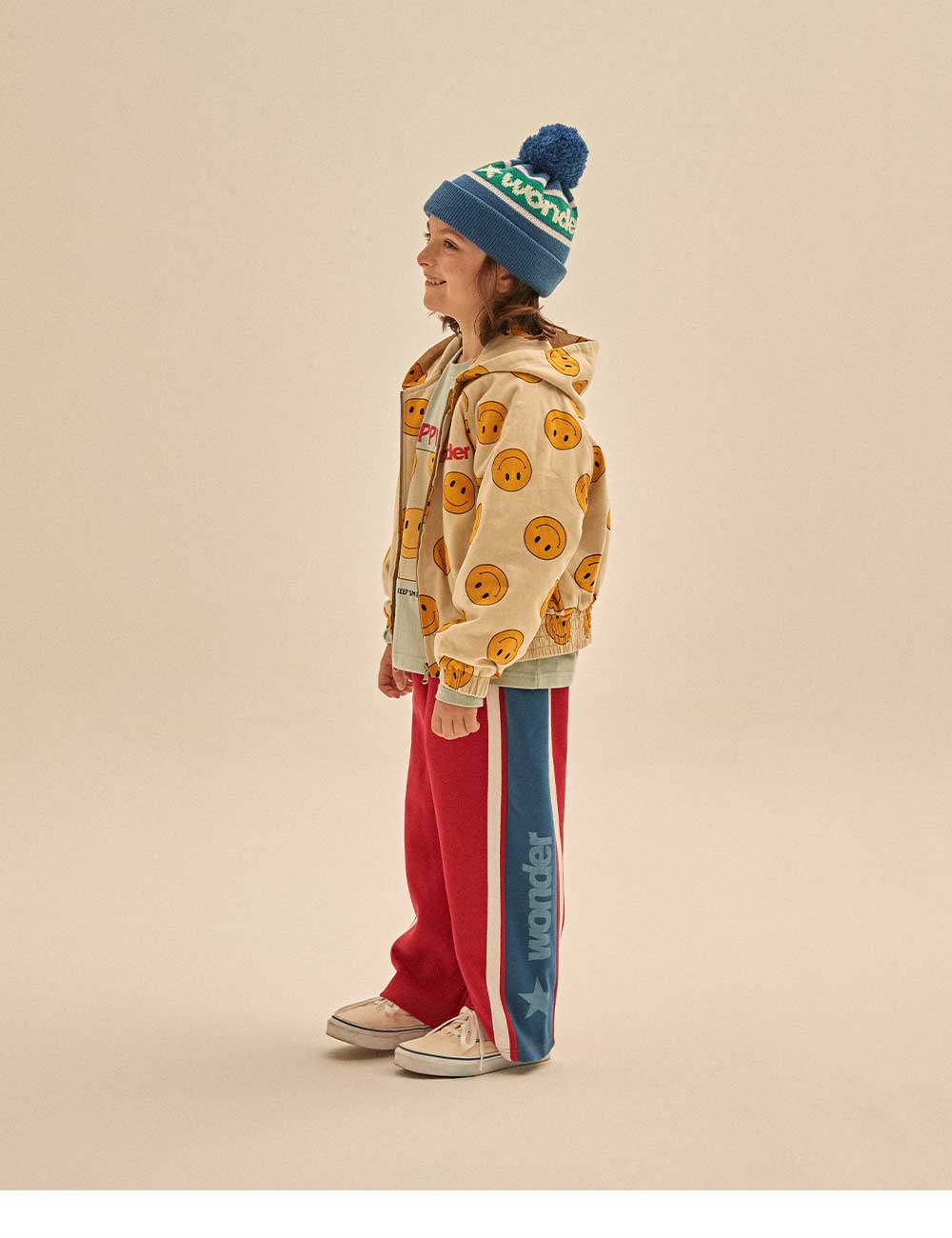 Boys & Girls Beige Smile Zip-Up Jacket