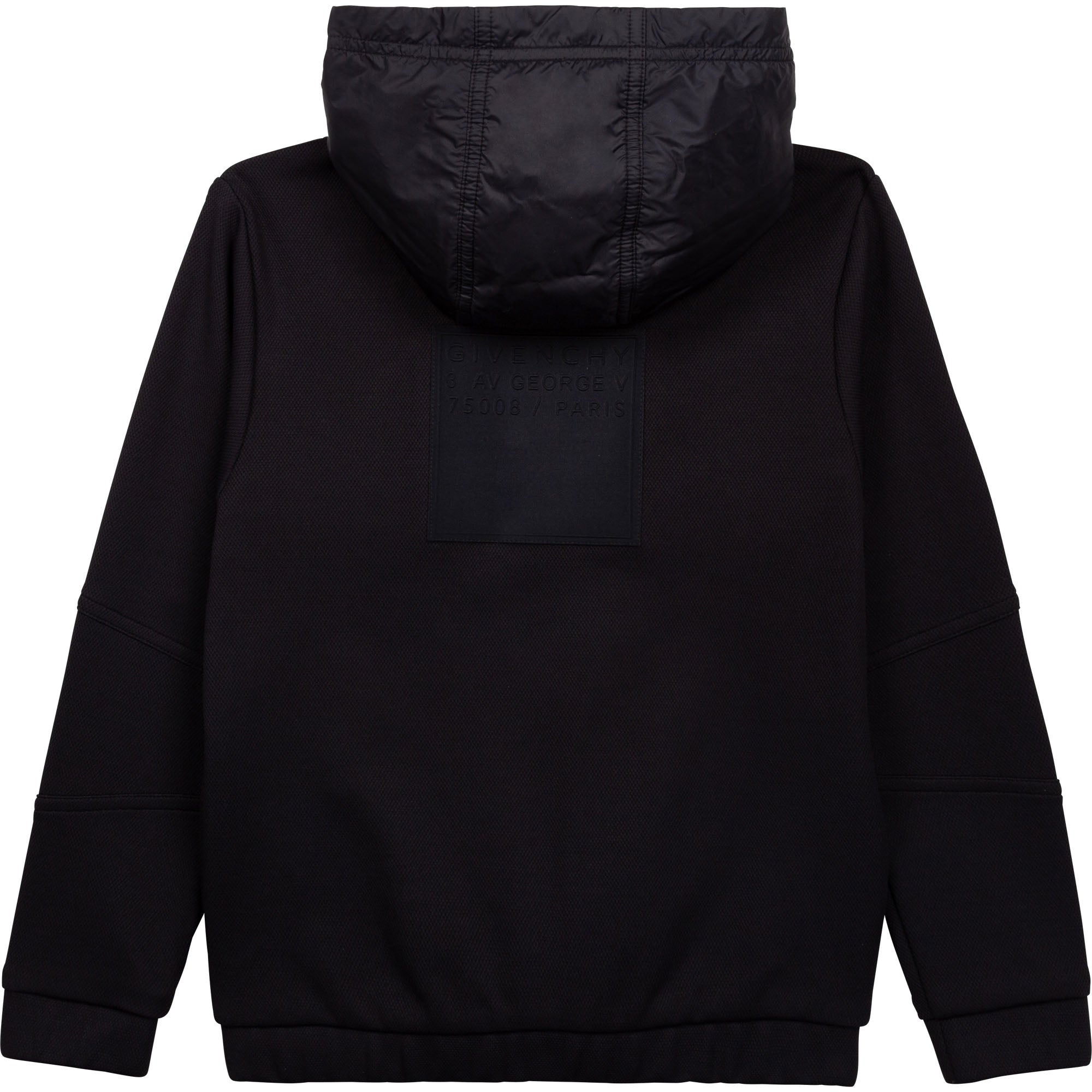 Boys Black Hooded Zip-Up Top