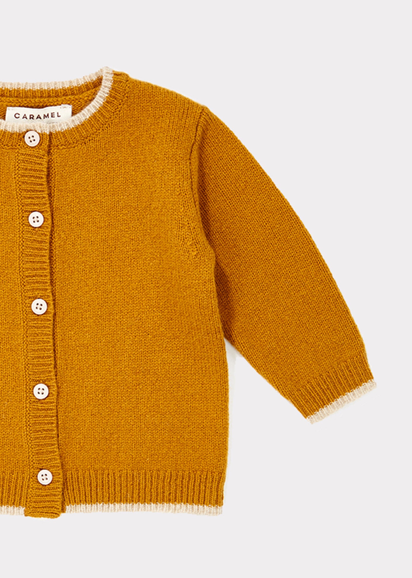 Baby Girls Dark Yellow Wool Cardigan