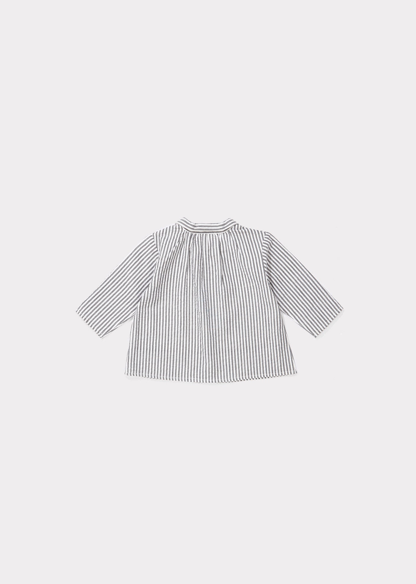 Baby Boys Light Grey Striped Cotton Shirt
