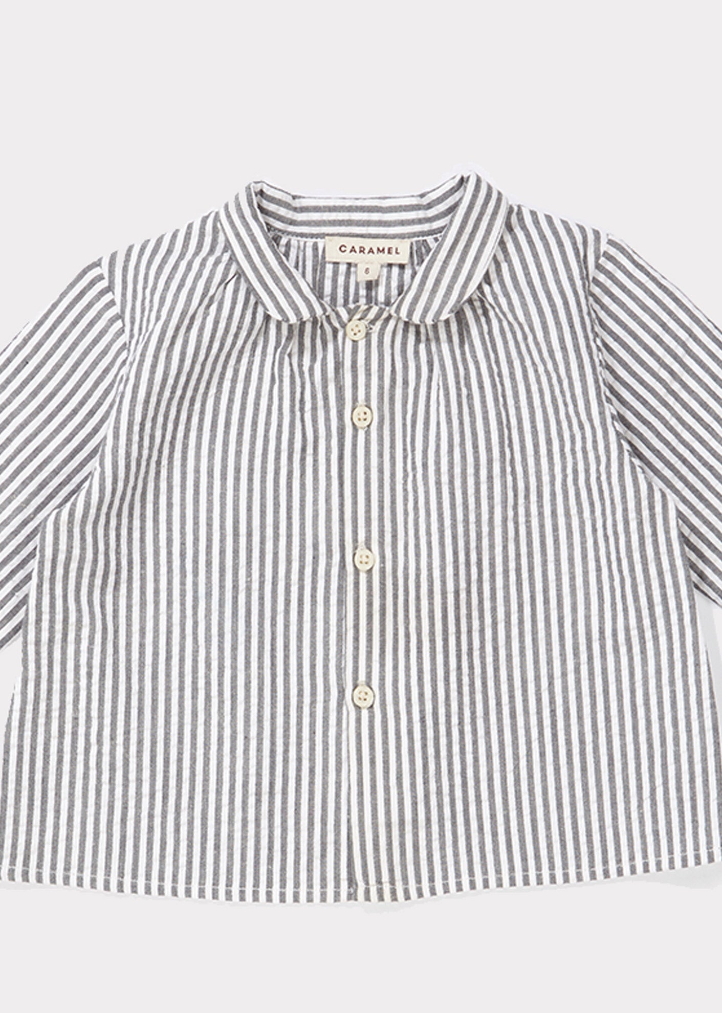 Baby Boys Light Grey Striped Cotton Shirt
