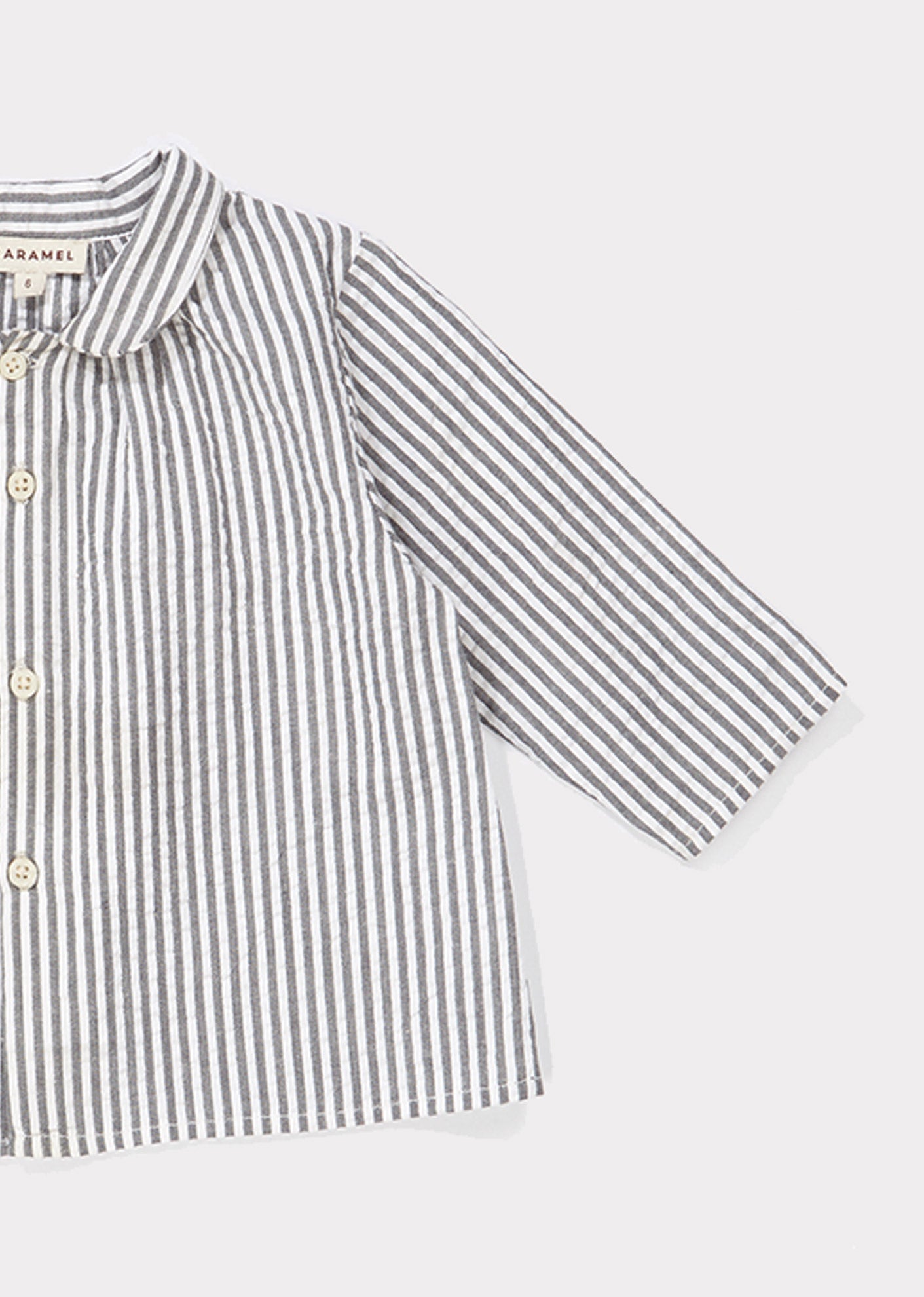 Baby Boys Light Grey Striped Cotton Shirt