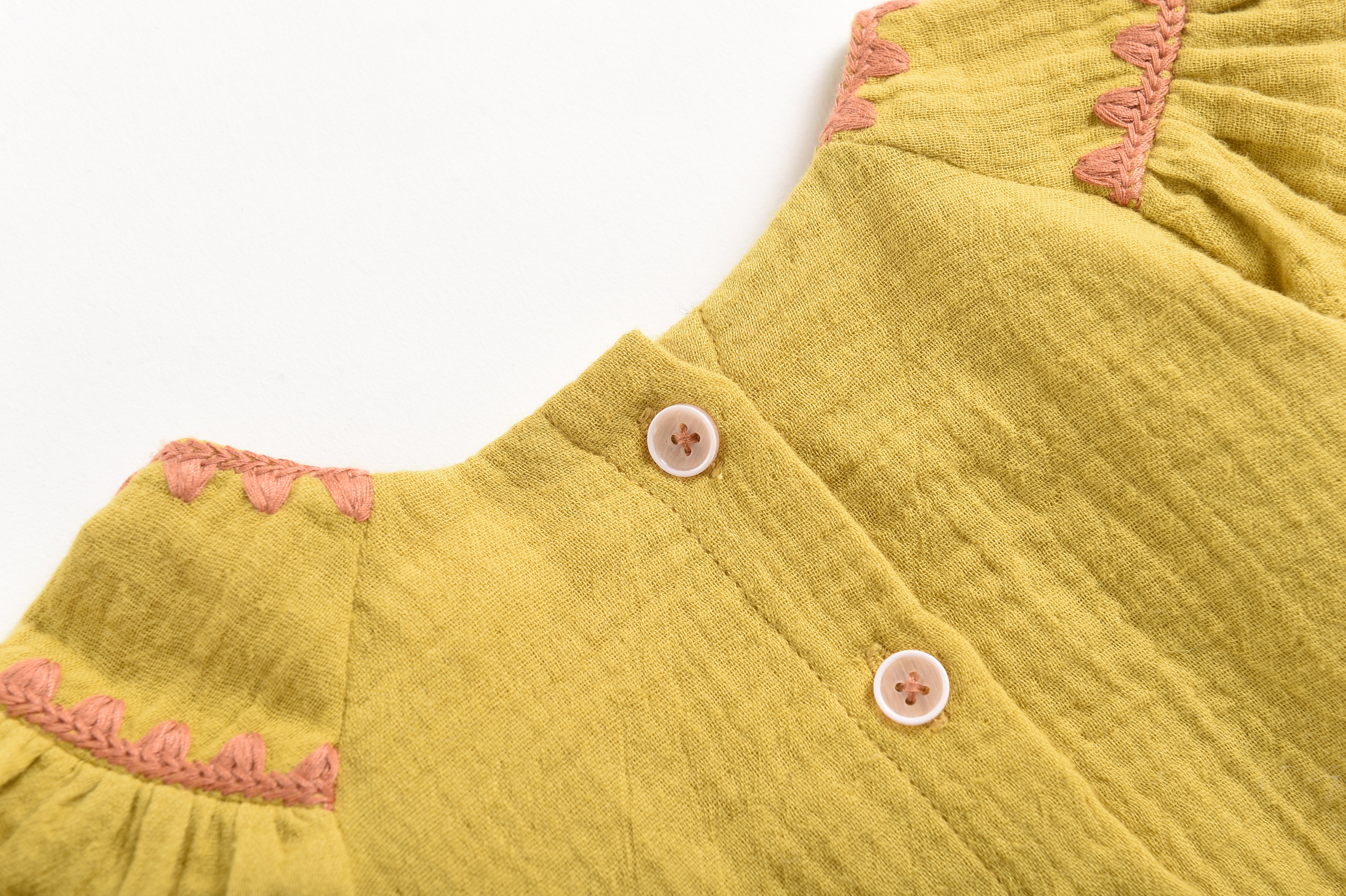 Girls Yellow Embroidered Cotton Blouse