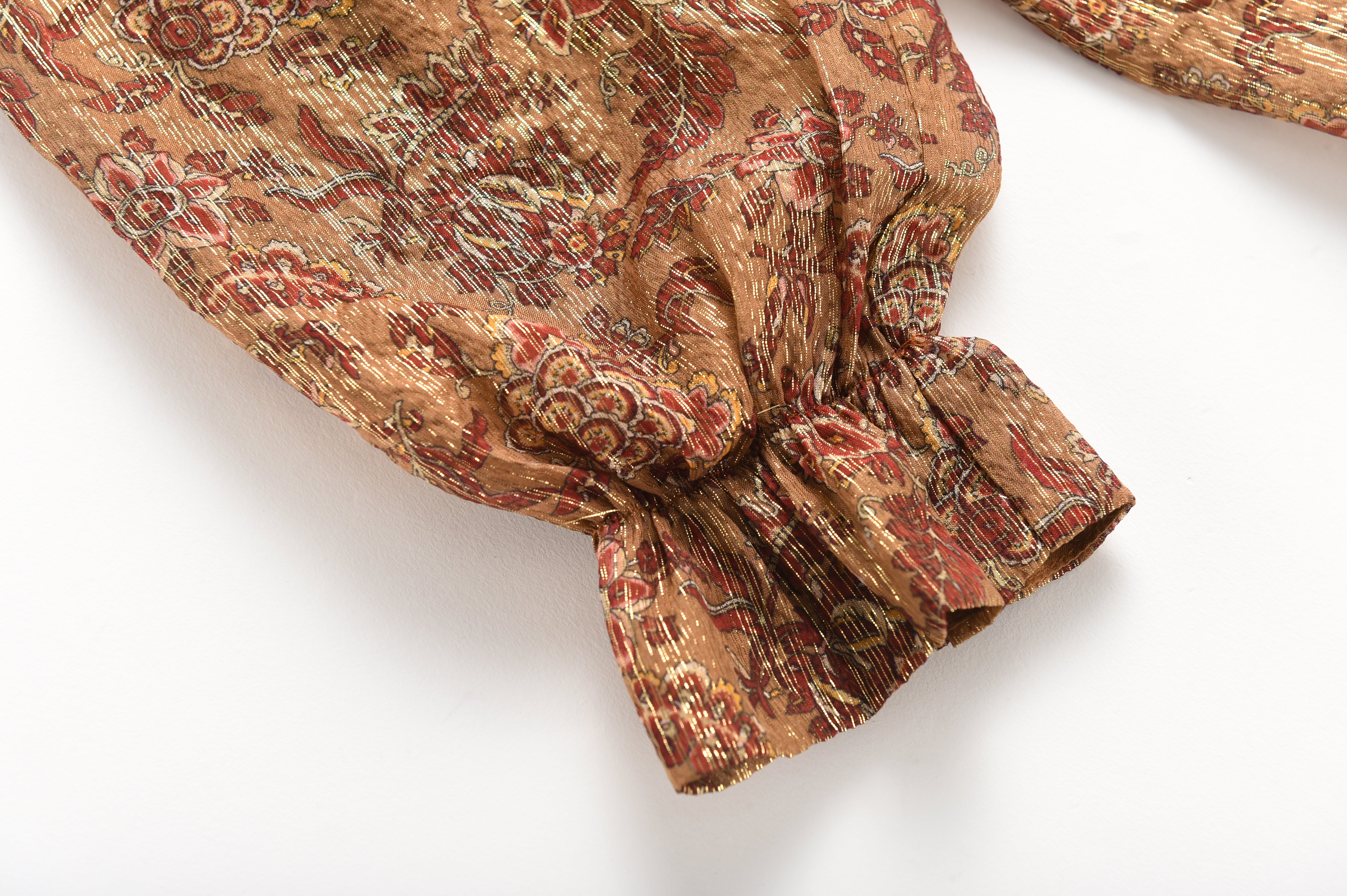 Girls Brown Flowers Silk Dress