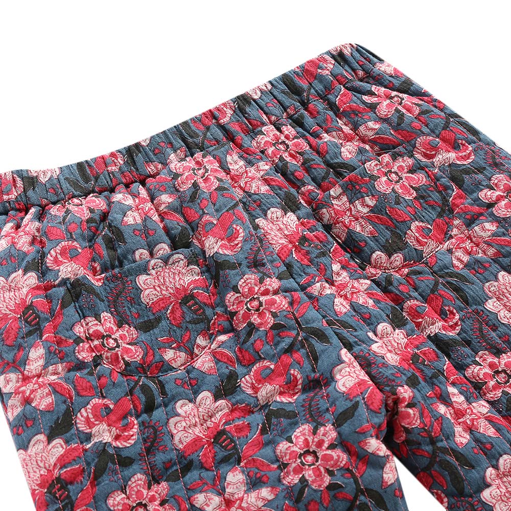 Girls Blue Flower Cotton Trousers