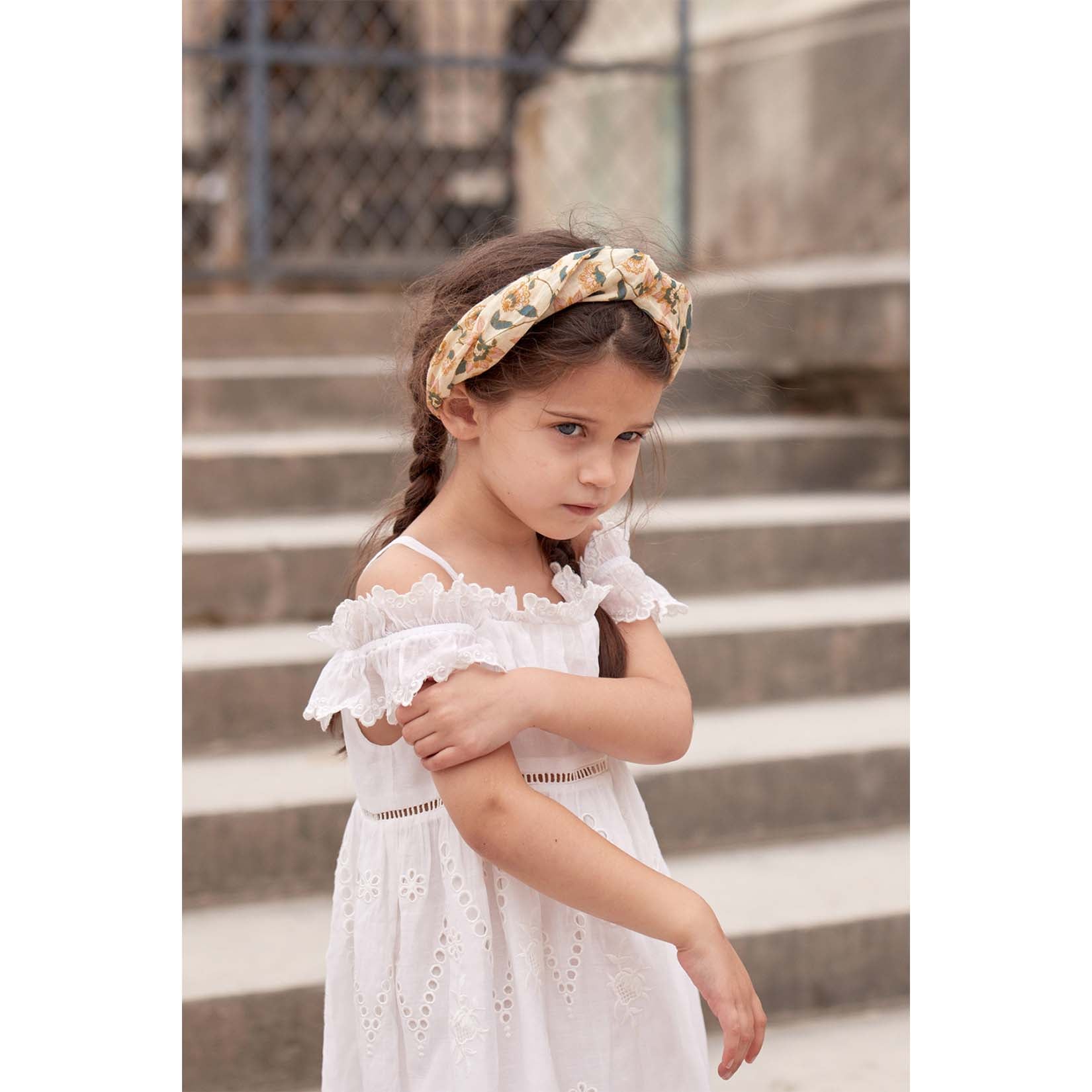 Bandeau de fleurs crème pour filles