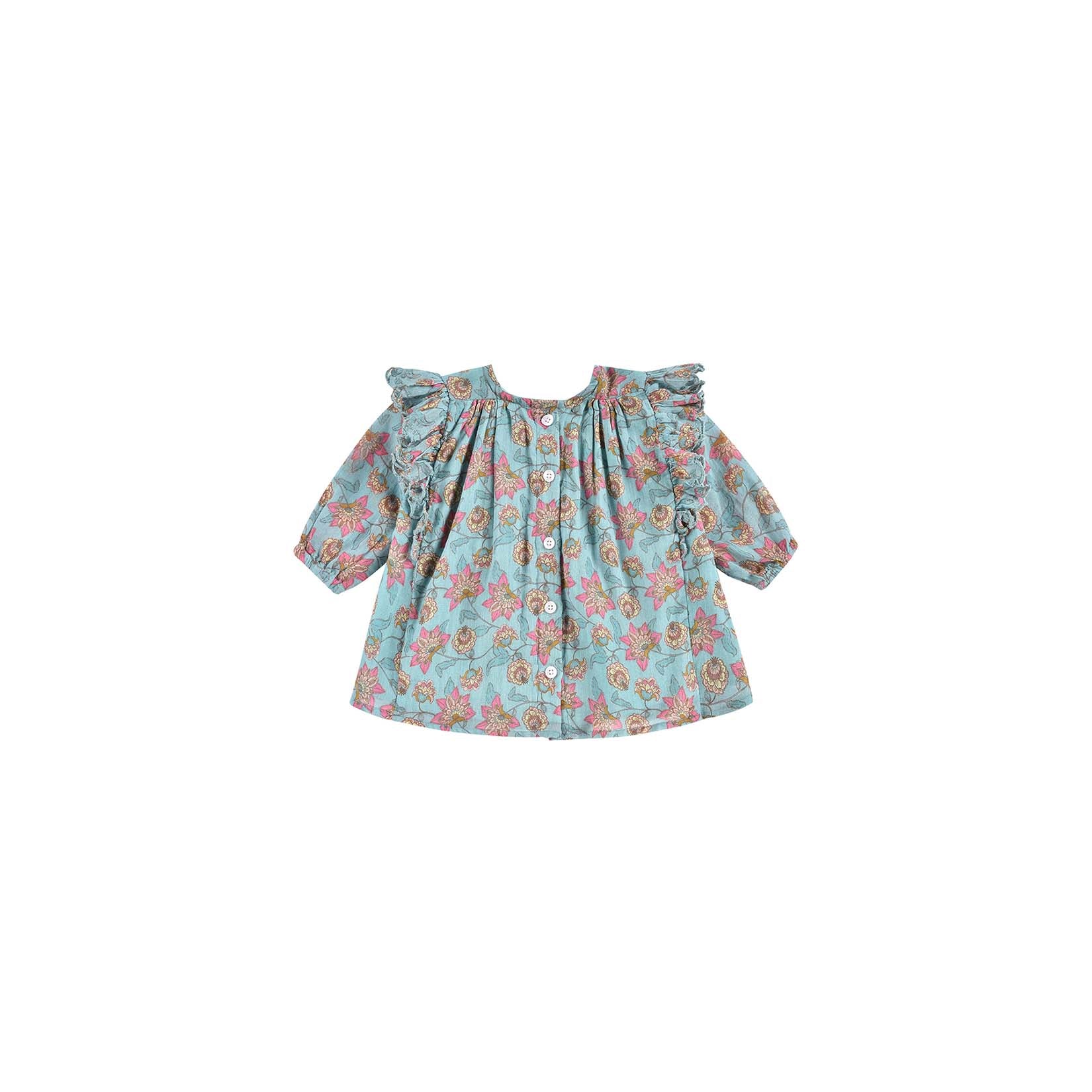 Robe Filles Fleurs Turquoise