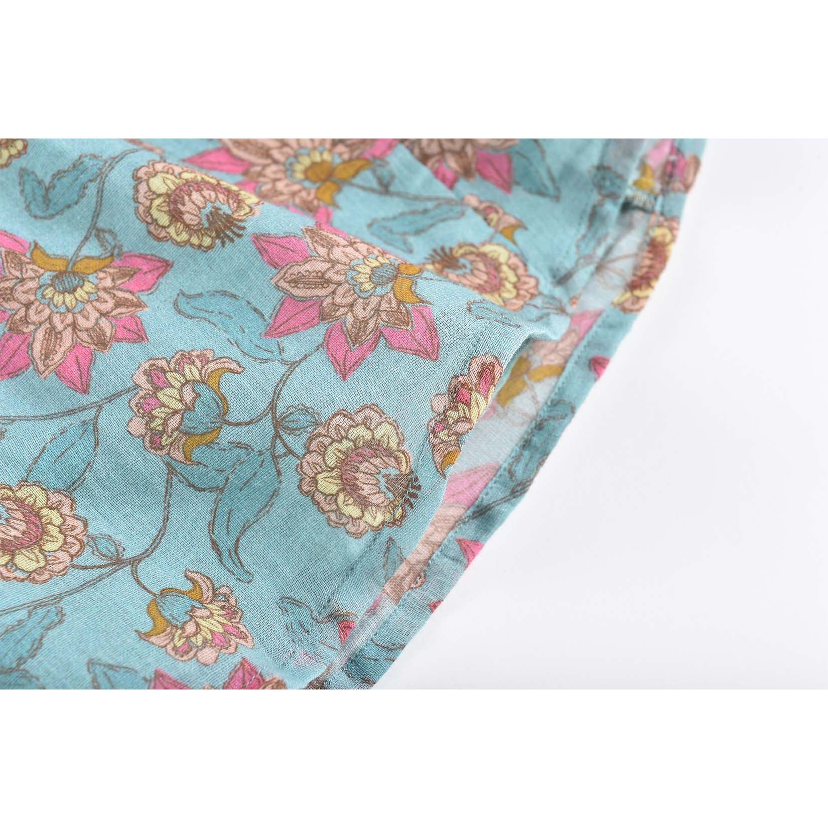 Robe Filles Fleurs Turquoise