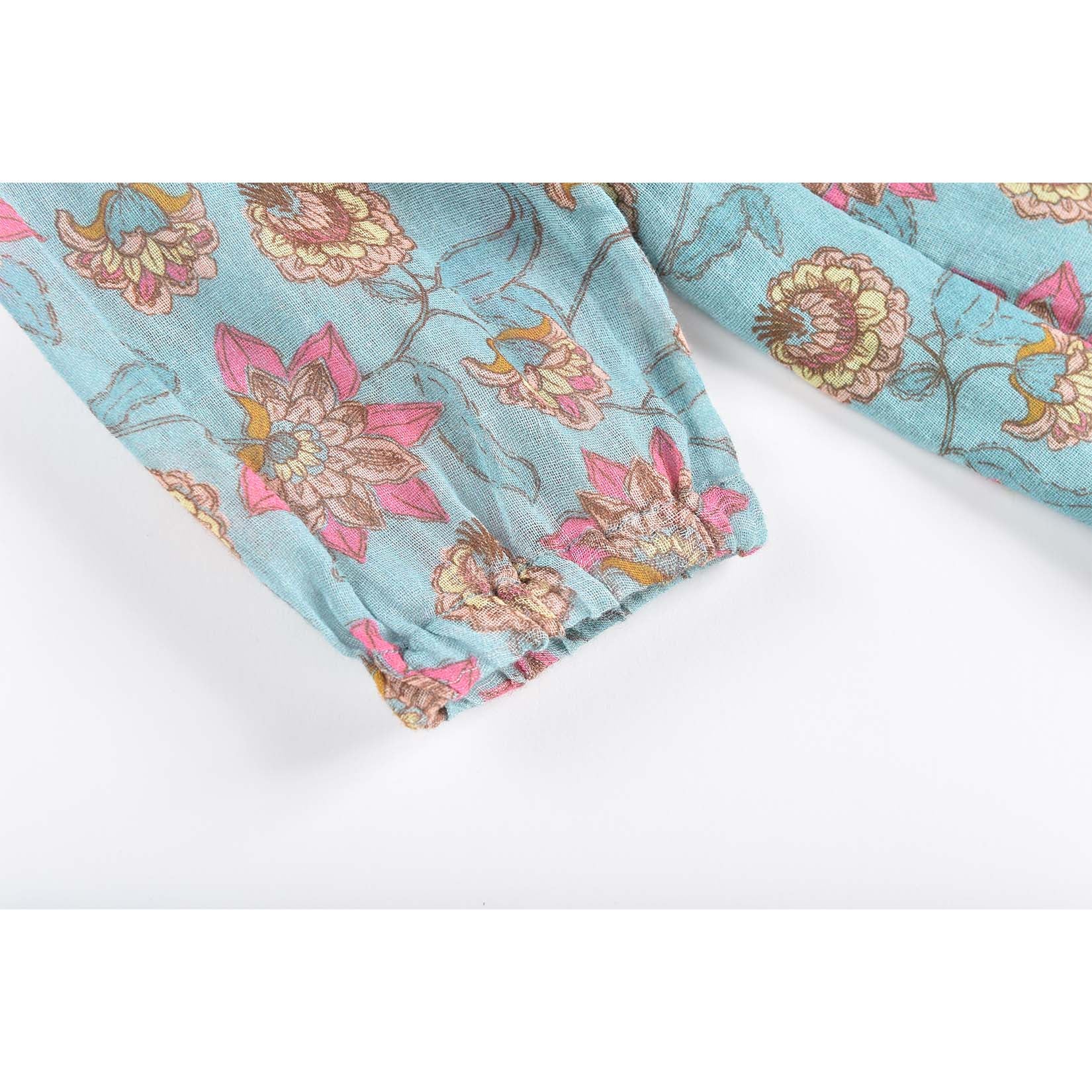 Robe Filles Fleurs Turquoise