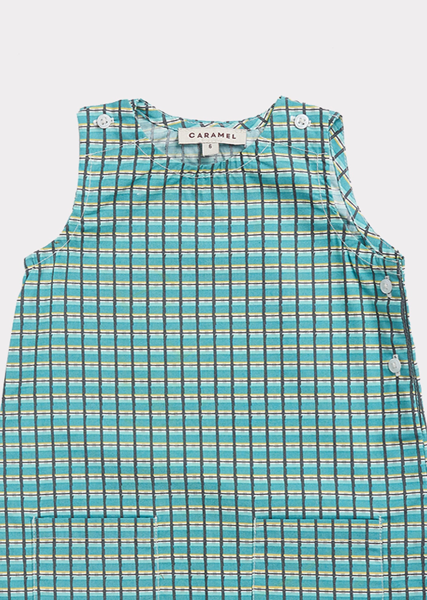 Baby Boys & Girls Green Painted Check Cotton Jumpsuit