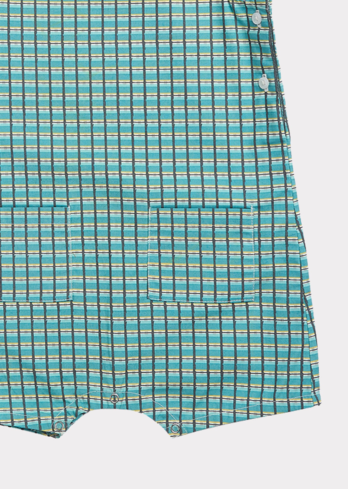 Baby Boys & Girls Green Painted Check Cotton Jumpsuit