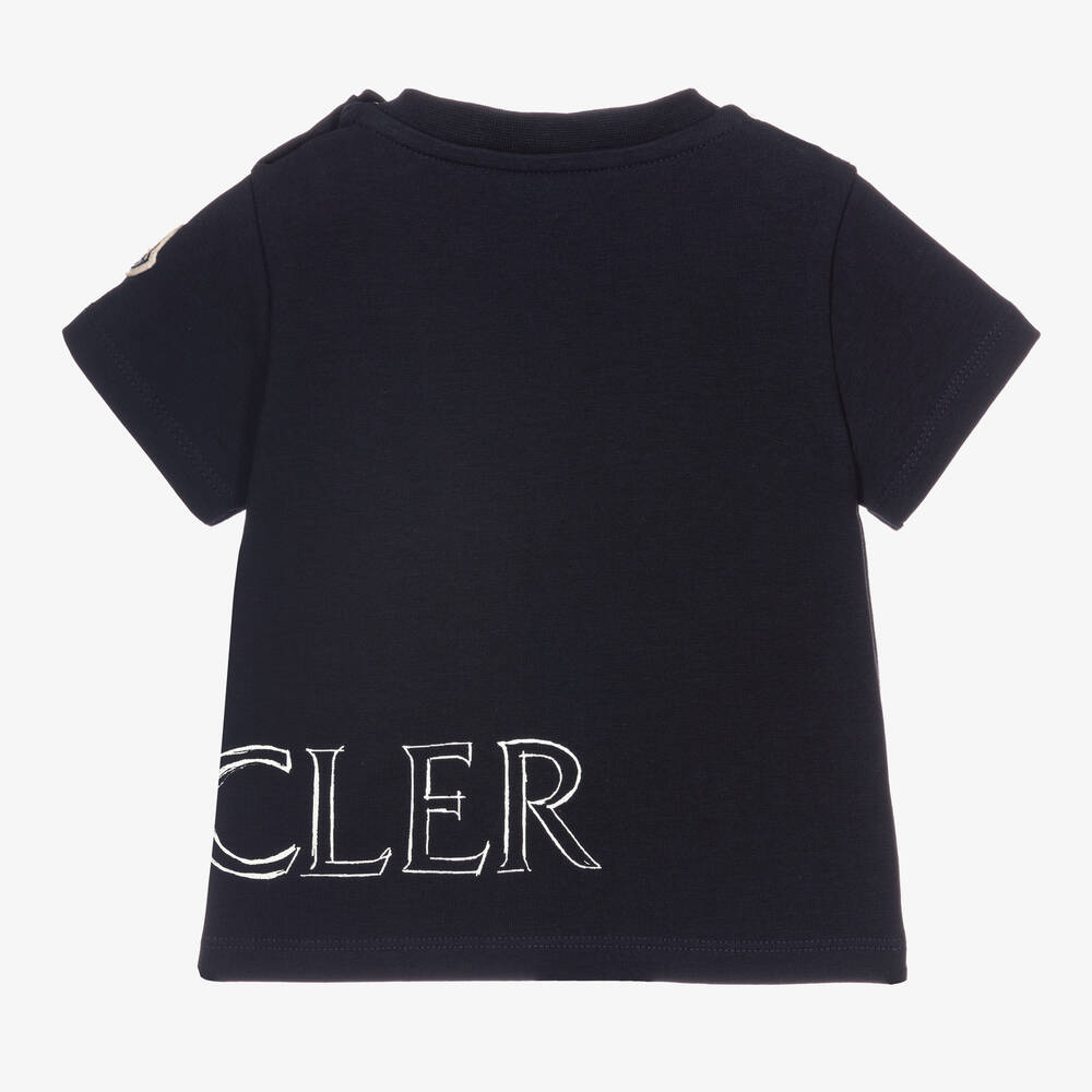 Boys Navy Logo Cotton T-Shirt