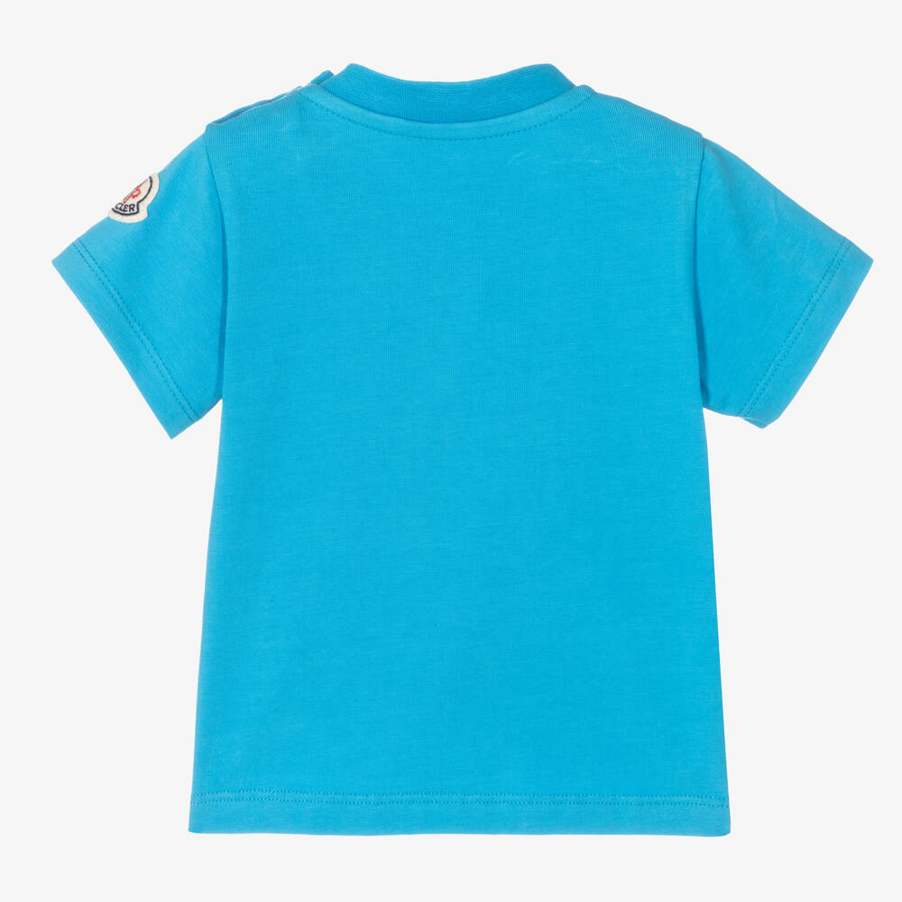 Baby Boys Blue Printed Cotton T-Shirt