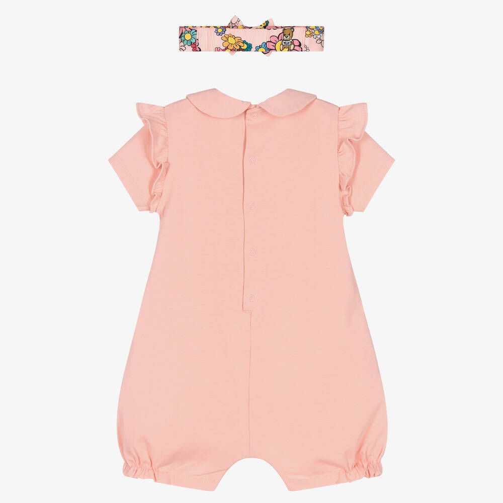 Baby Girls Pink Teddy Bear Babysuit Set
