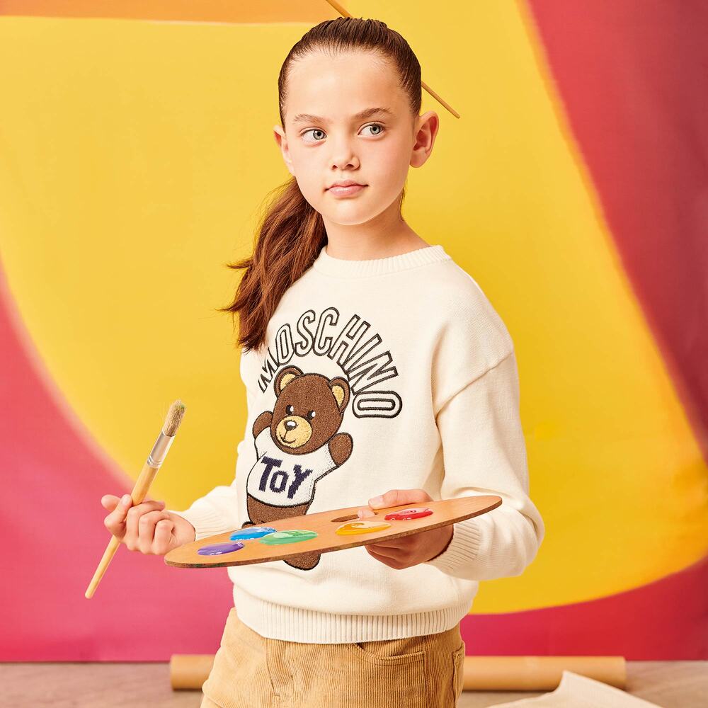 Boys & Girls White Bear Sweater