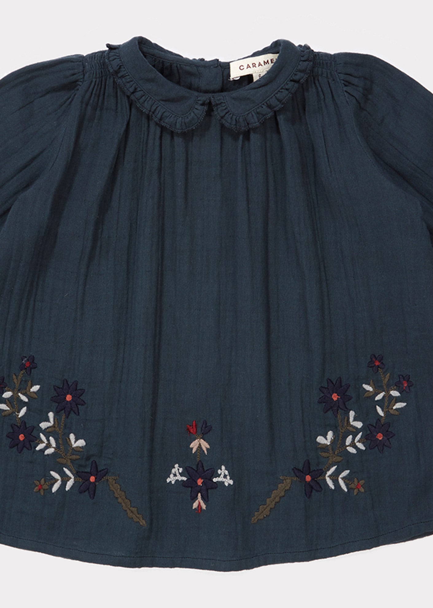 Baby Girls Dark Slate Embroidered Cotton Dress