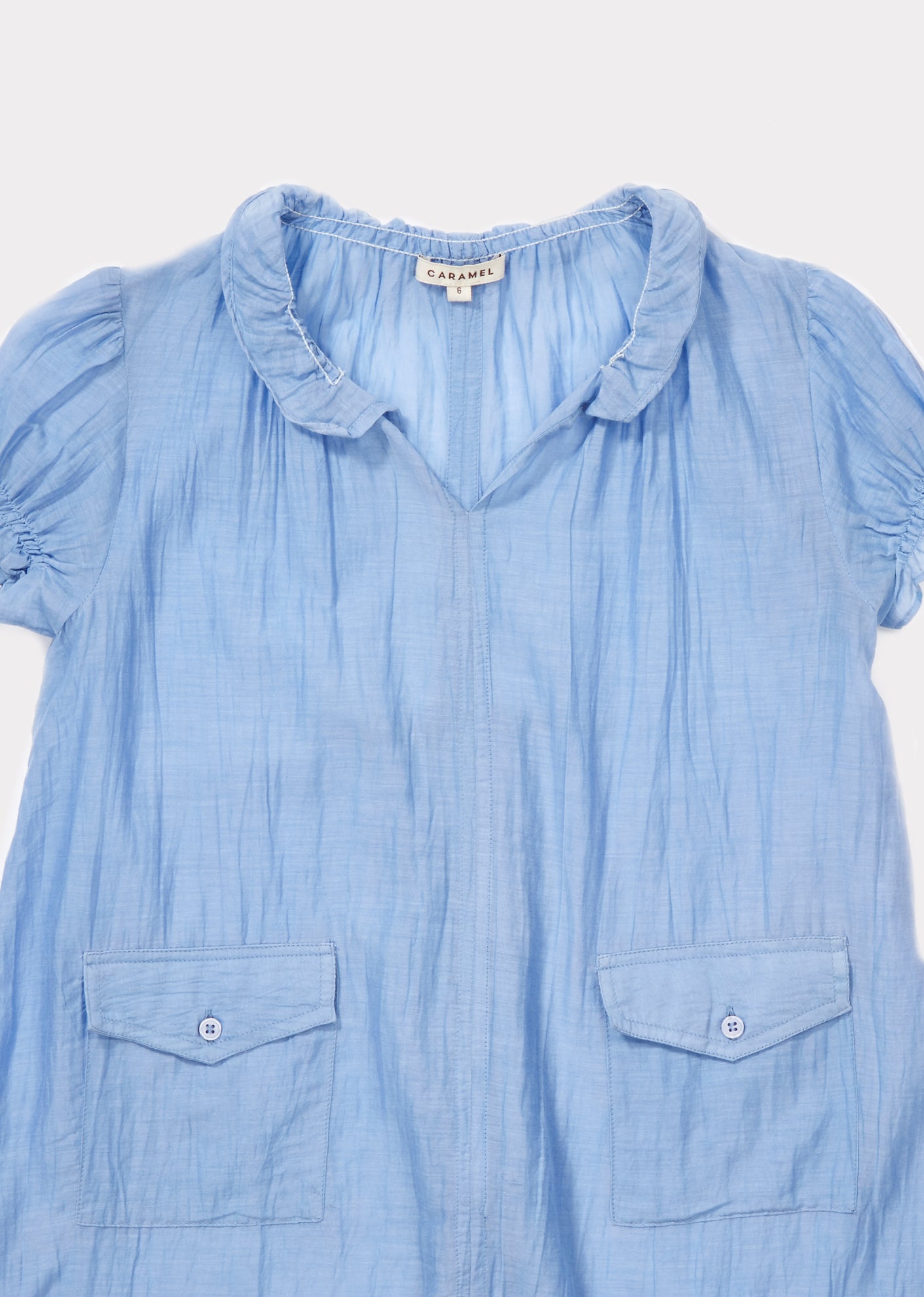 Girls Azure Blue Cotton Woven Dress