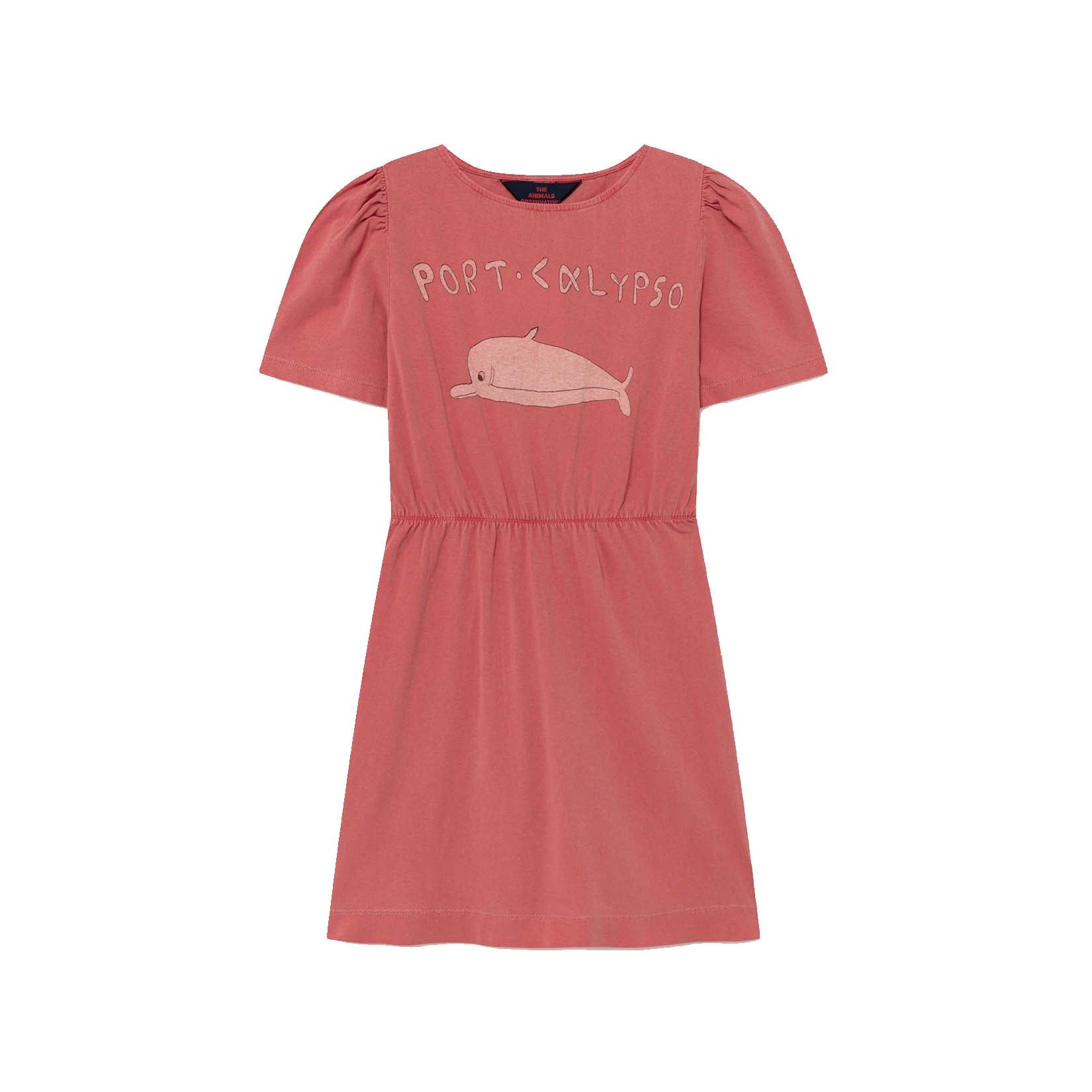 Robe en coton rouge dauphin pour fille